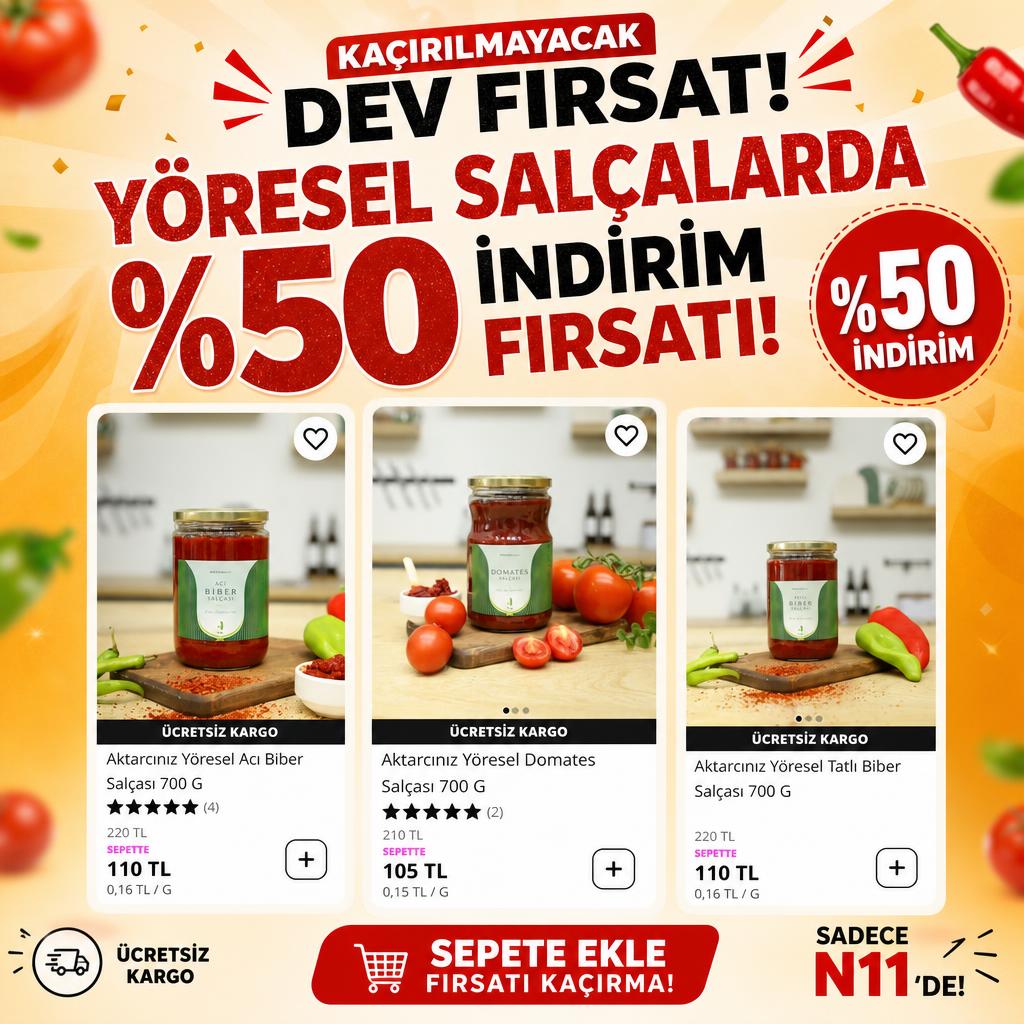 YÖRESEL SALÇALARDA %50 İNDİRİM FIRSATI! 