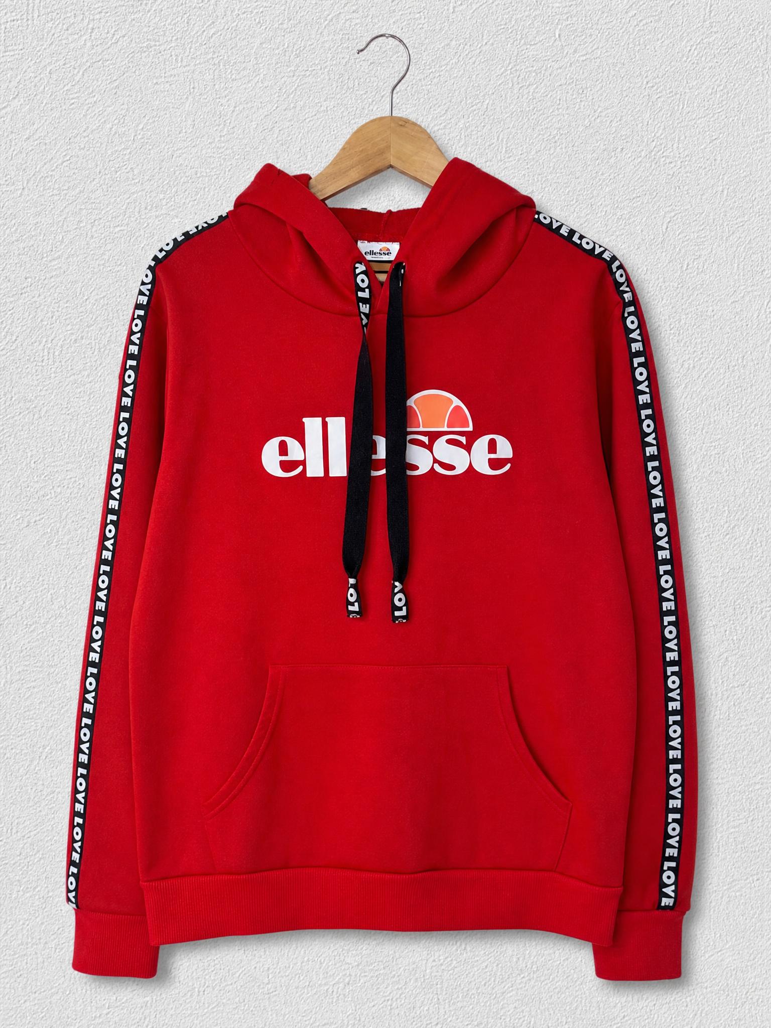 Ellesse Red Logo Hoodie with LOVE Tape Detail