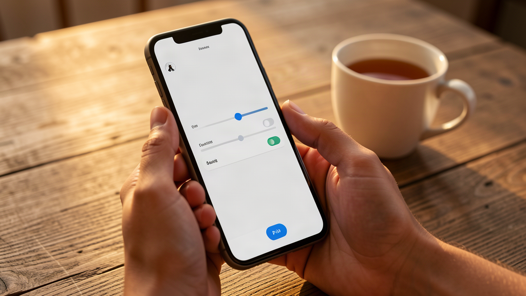 Mani che regolano le impostazioni di un telefono, simbolo di controllo e limiti
