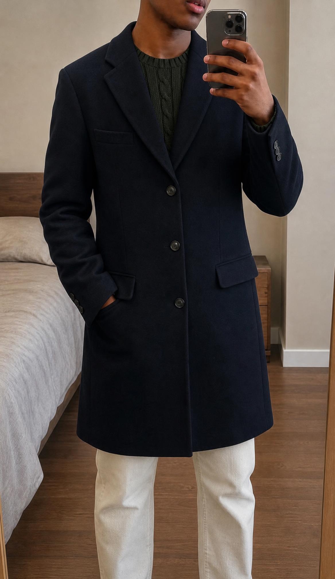 Navy Blue Tailored Blazer with Notch Lapels – Very Good