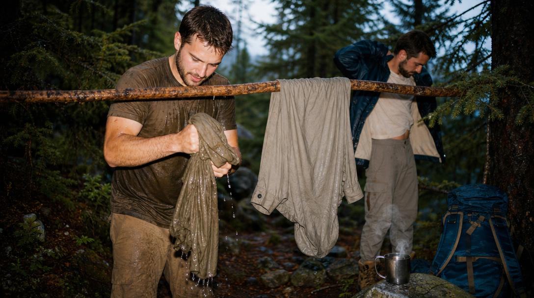 Person hiking with plus size hiking shirt on trail