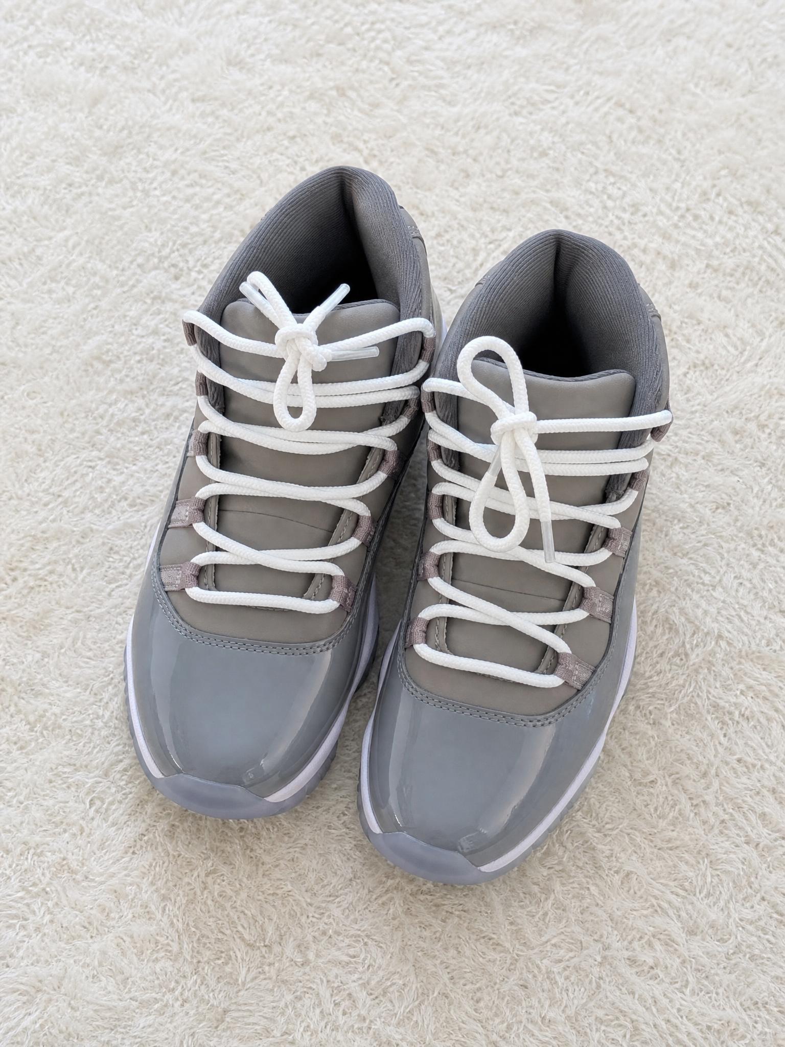 Grey Patent-Effect Chunky Trainers with White Laces