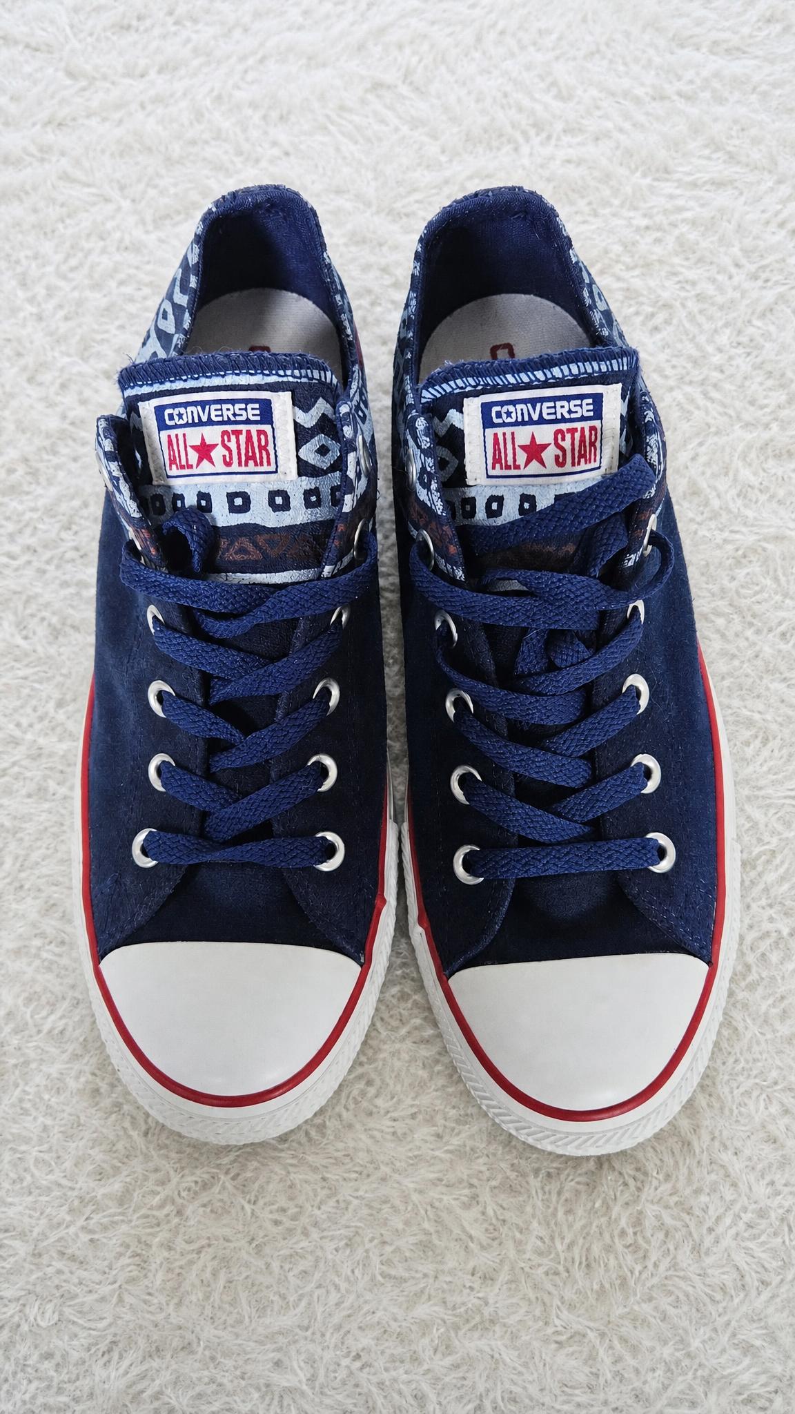 Converse All Star navy patterned canvas trainers - very good