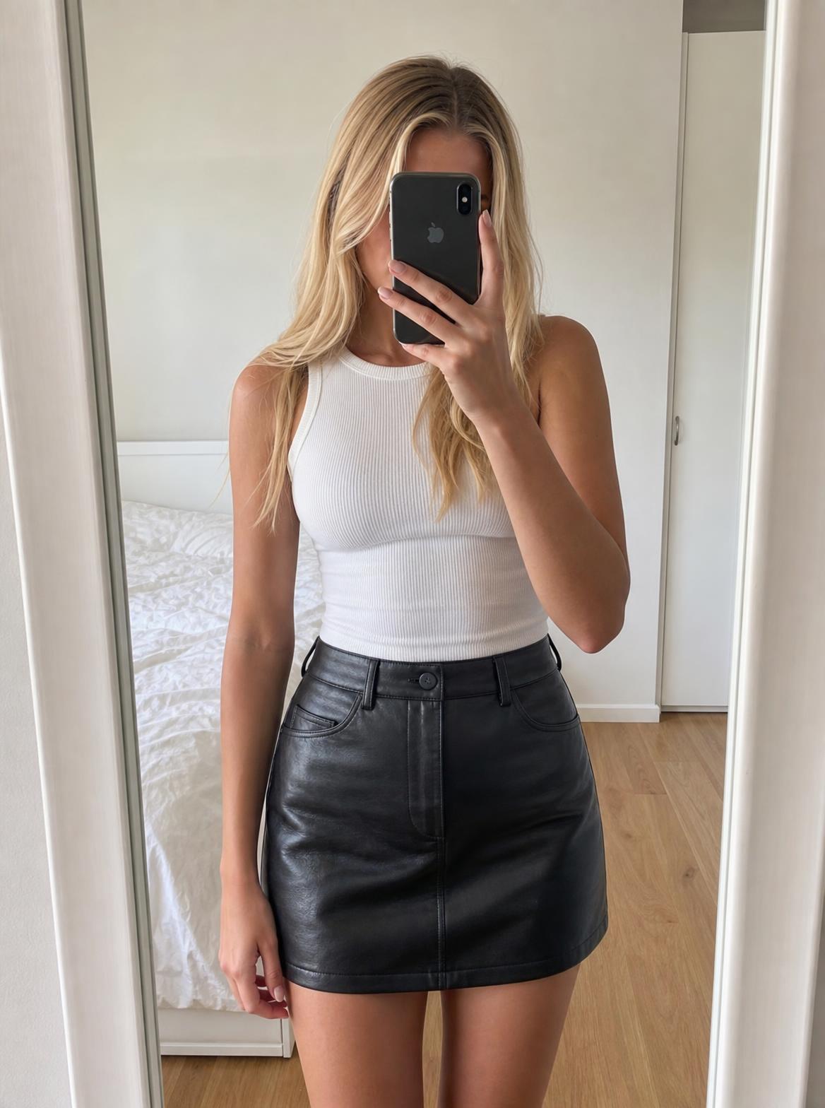 Black Faux Leather High-Waisted Mini Skirt – Very Good