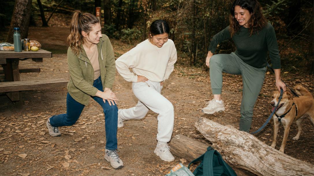 Wet muddy trail where jeans are not recommended