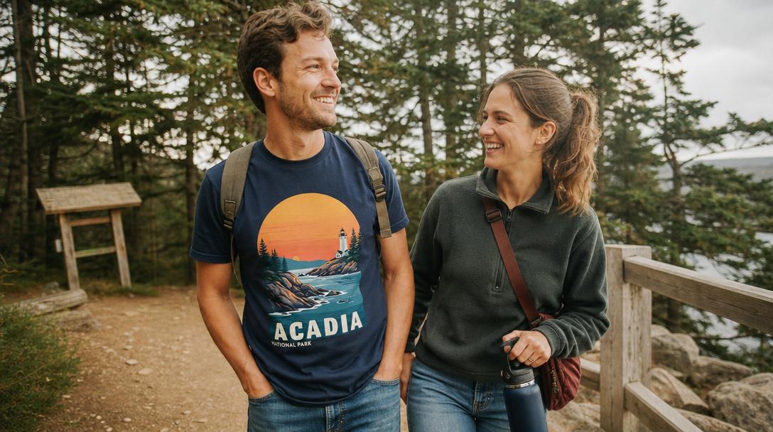 Person hiking on a trail wearing jeans