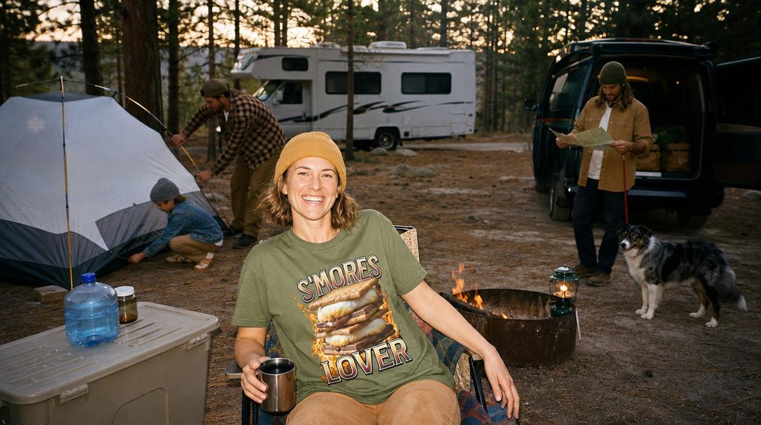 Flat lay of camping checklist essentials