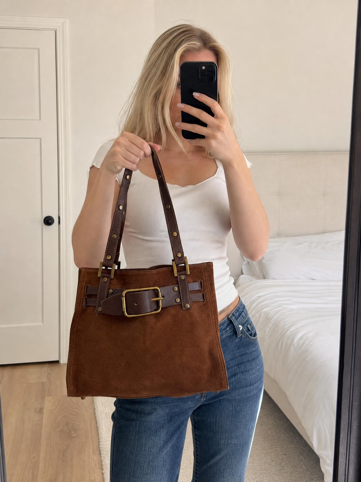 Dolce & Gabbana Brown Leather Belt Detail Tote Bag Very Good