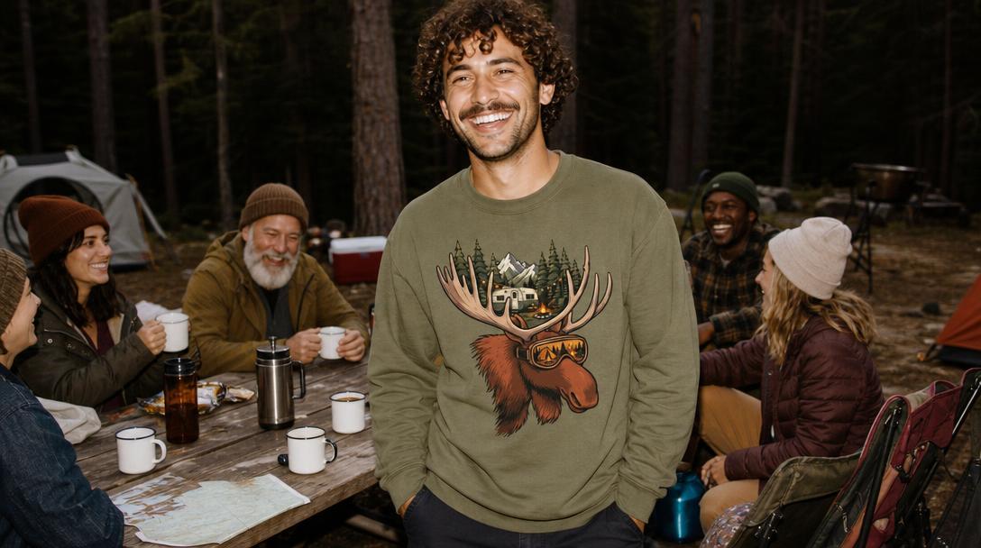 Funny animal tee with raccoon print on trail