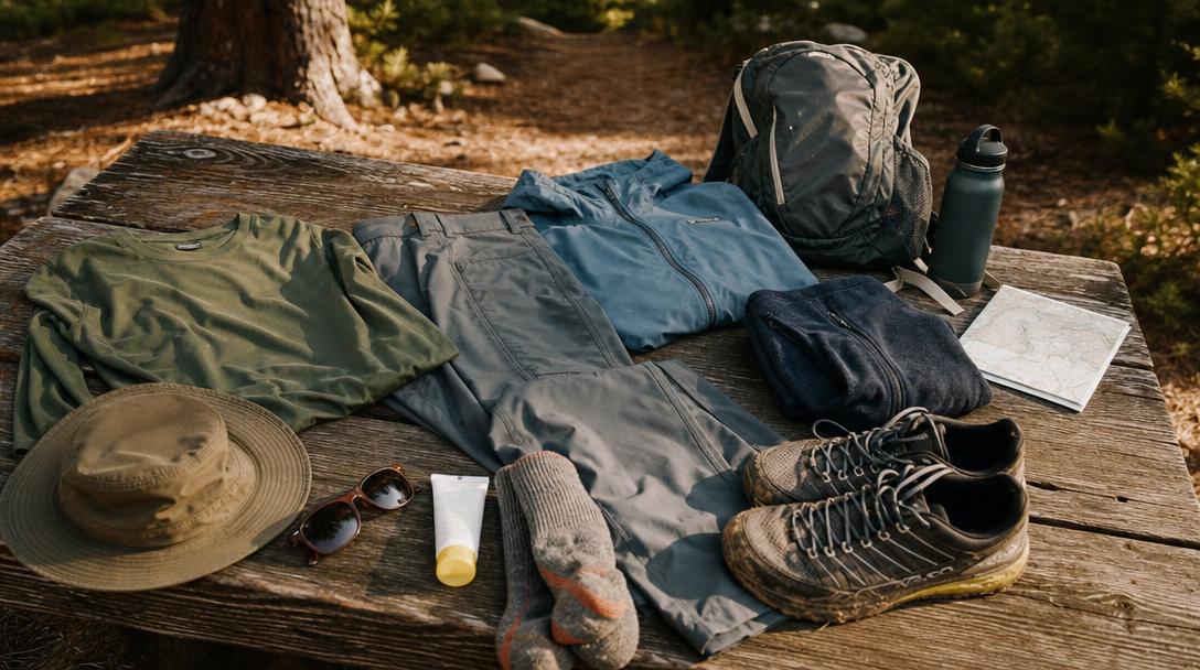 Three layer rule clothing setup for hiking