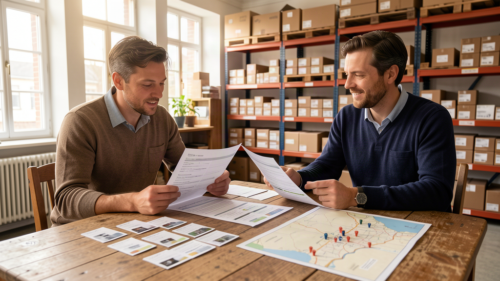 Marchand e-commerce et consultant analysant les priorités SEO dans un atelier à Nantes