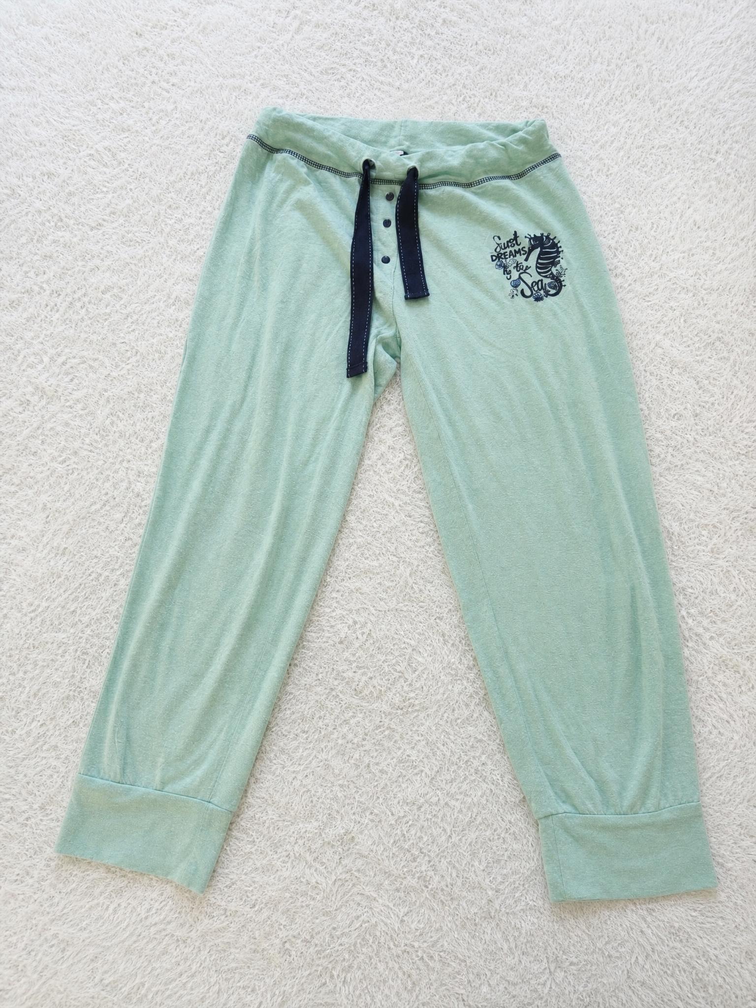 Mint Green Lounge Trousers with Drawstring & Cuffed Hems