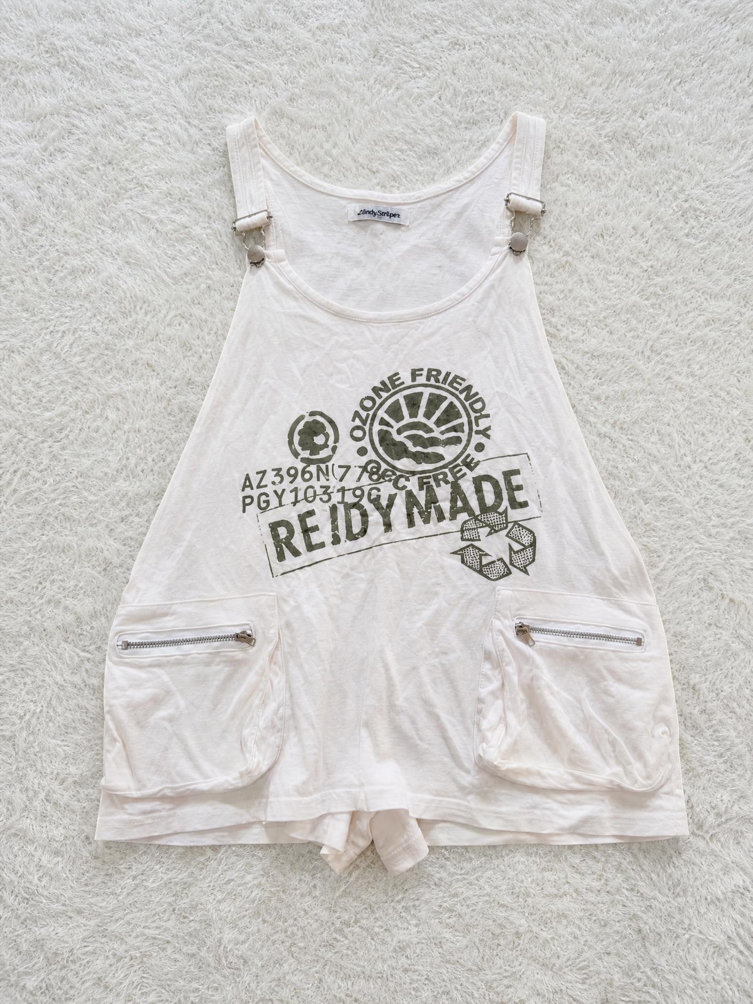 White Graphic Print Playsuit with Zip Pockets
