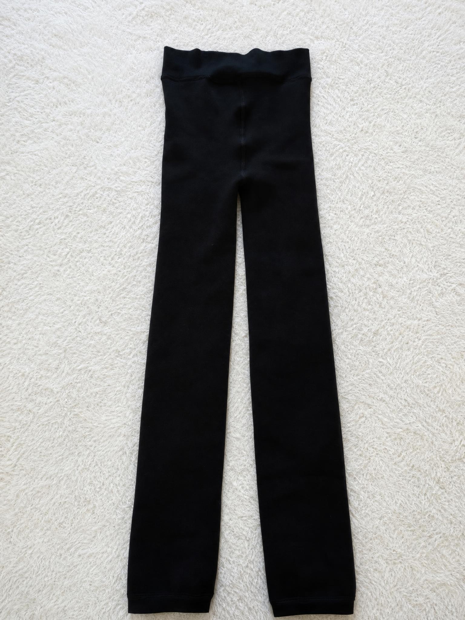 Black high-waisted full-length leggings with wide waistband