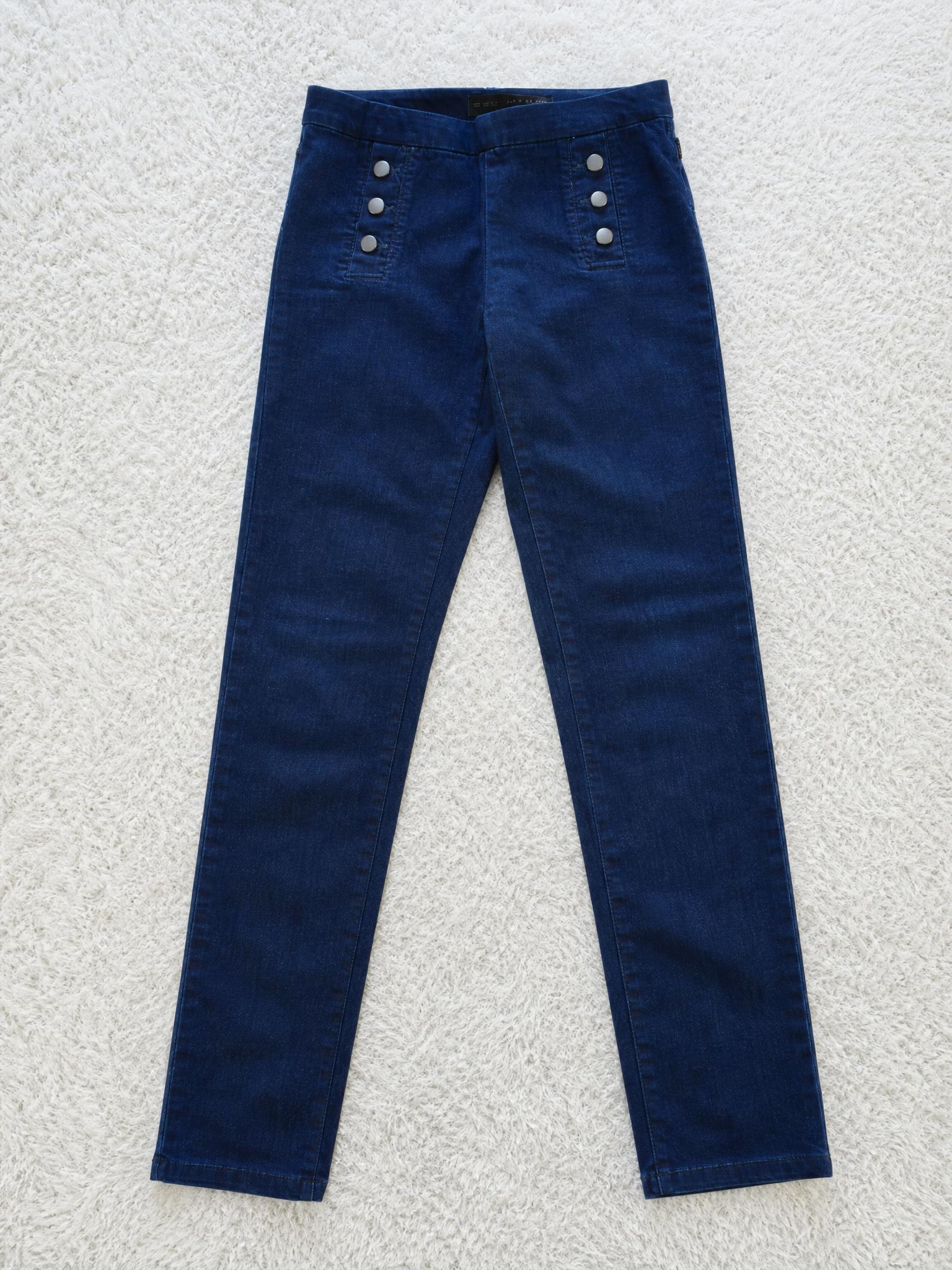 Zara Basic dark blue high-waisted slim jeans with button detail