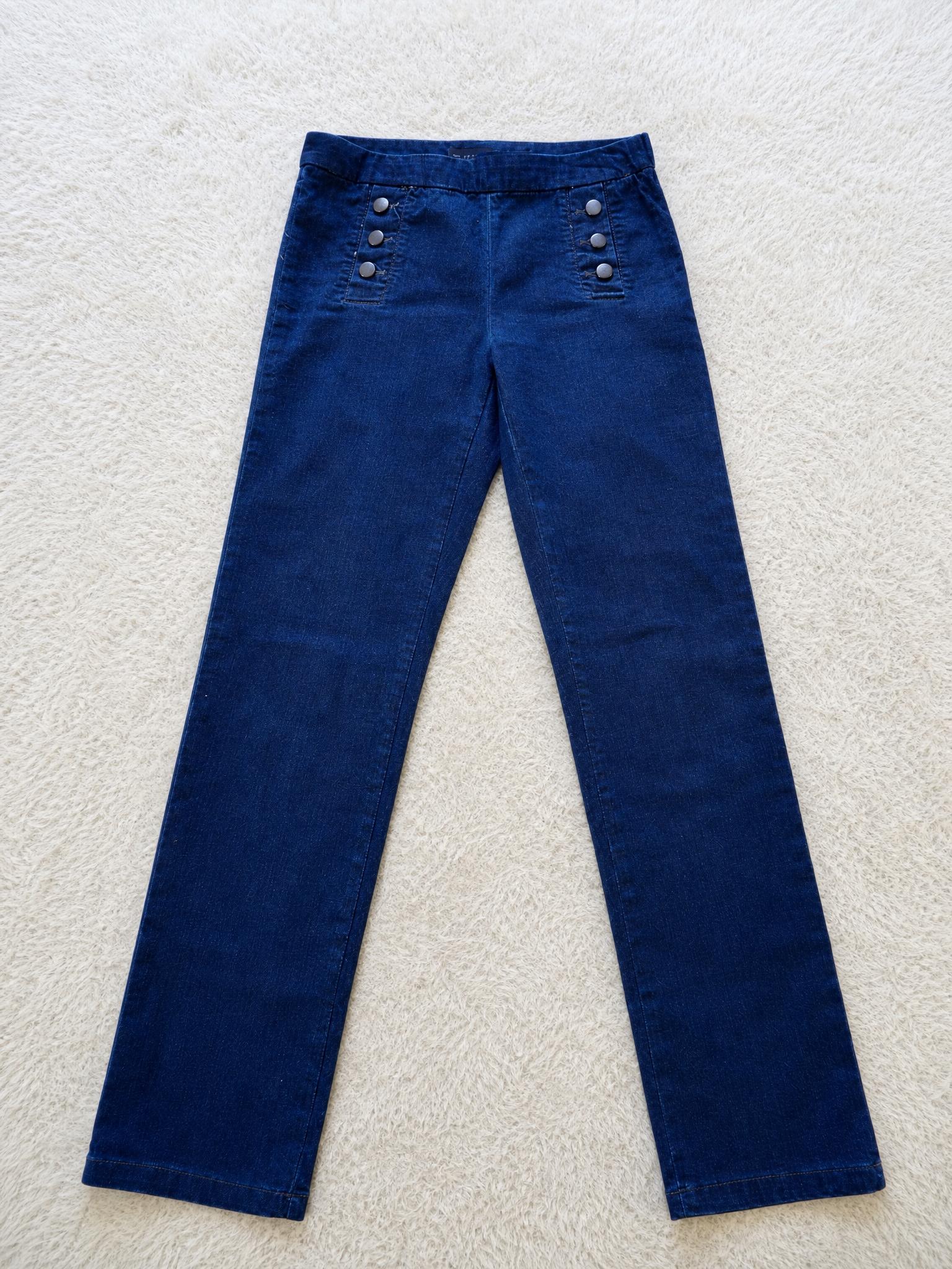 Zara dark blue button-detail slim jeans – very good condition