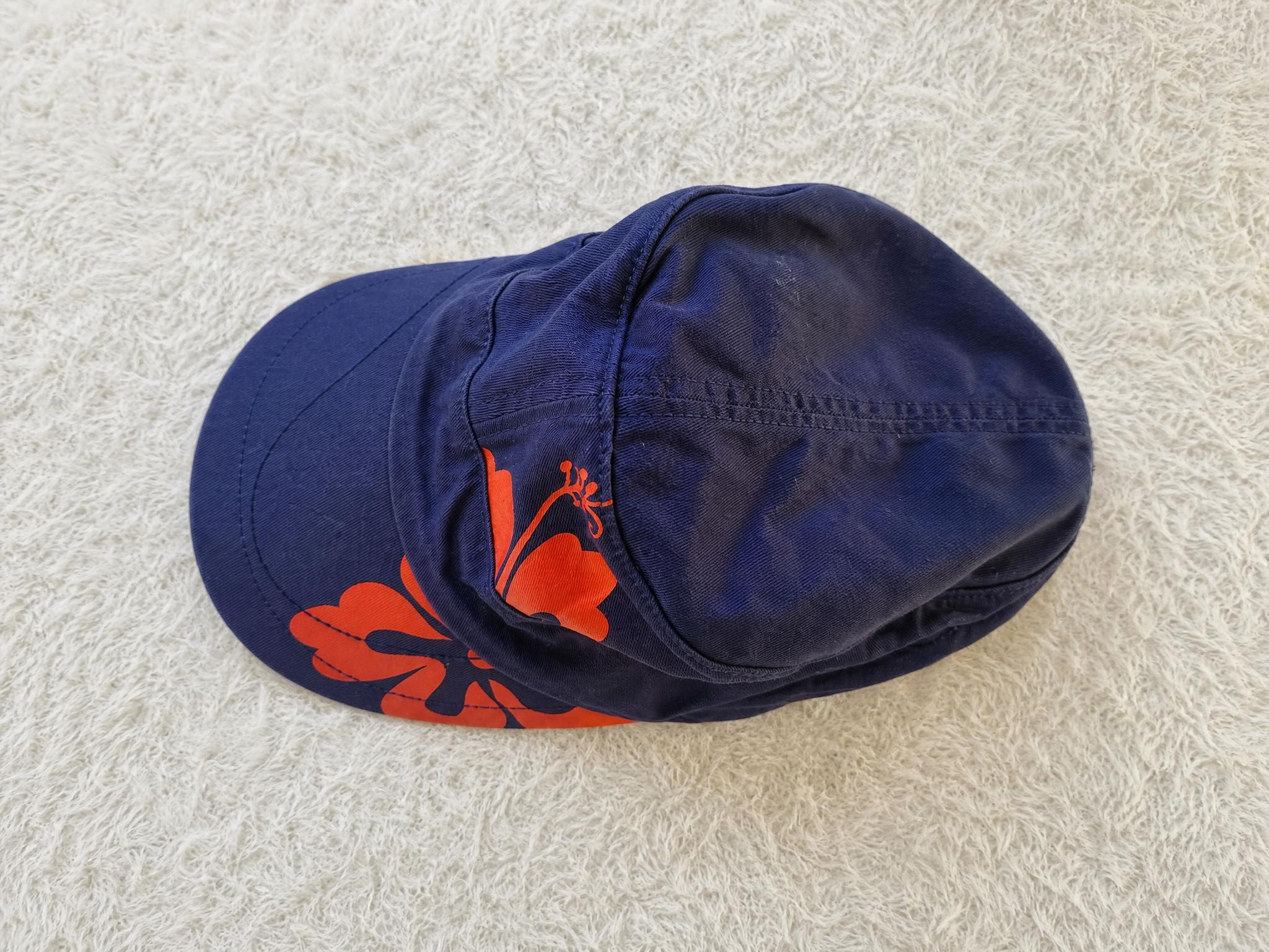Blue & Navy Floral Baseball Cap with Orange Graphic – Very Good