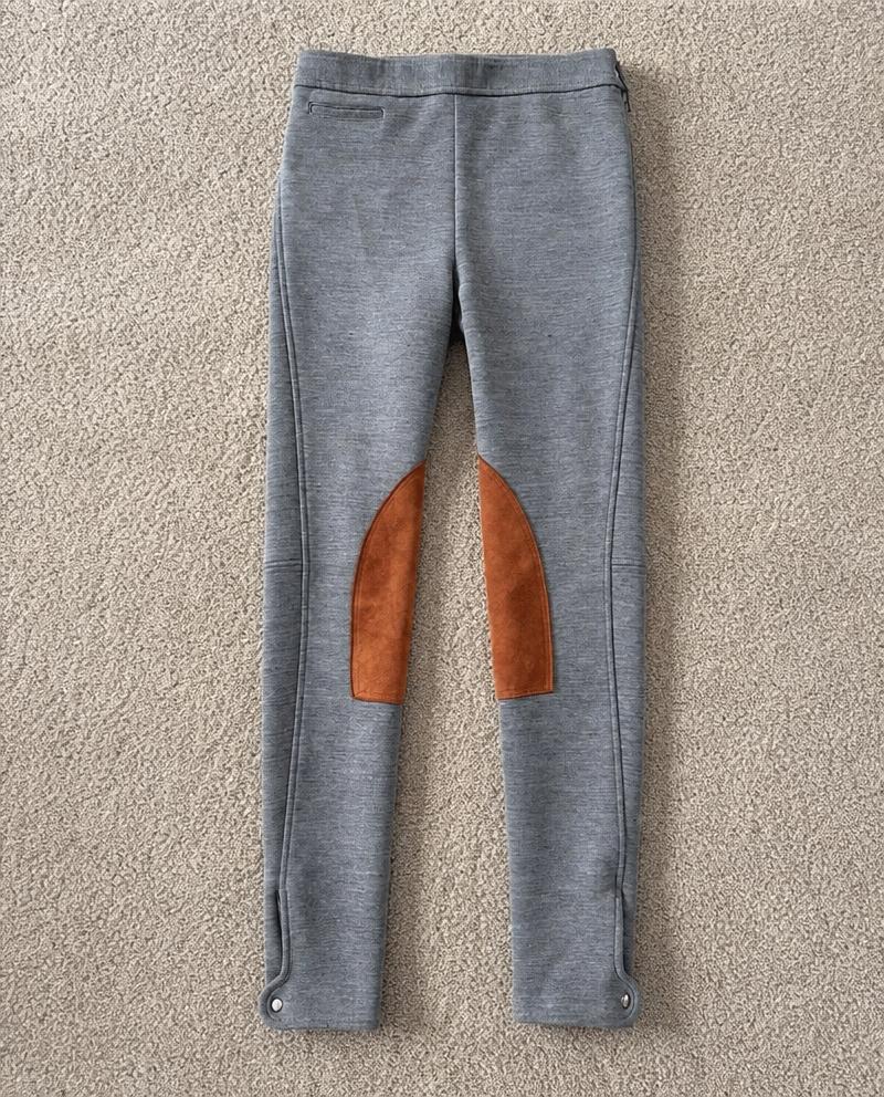 Charcoal Grey Riding Leggings with Brown Knee Patches