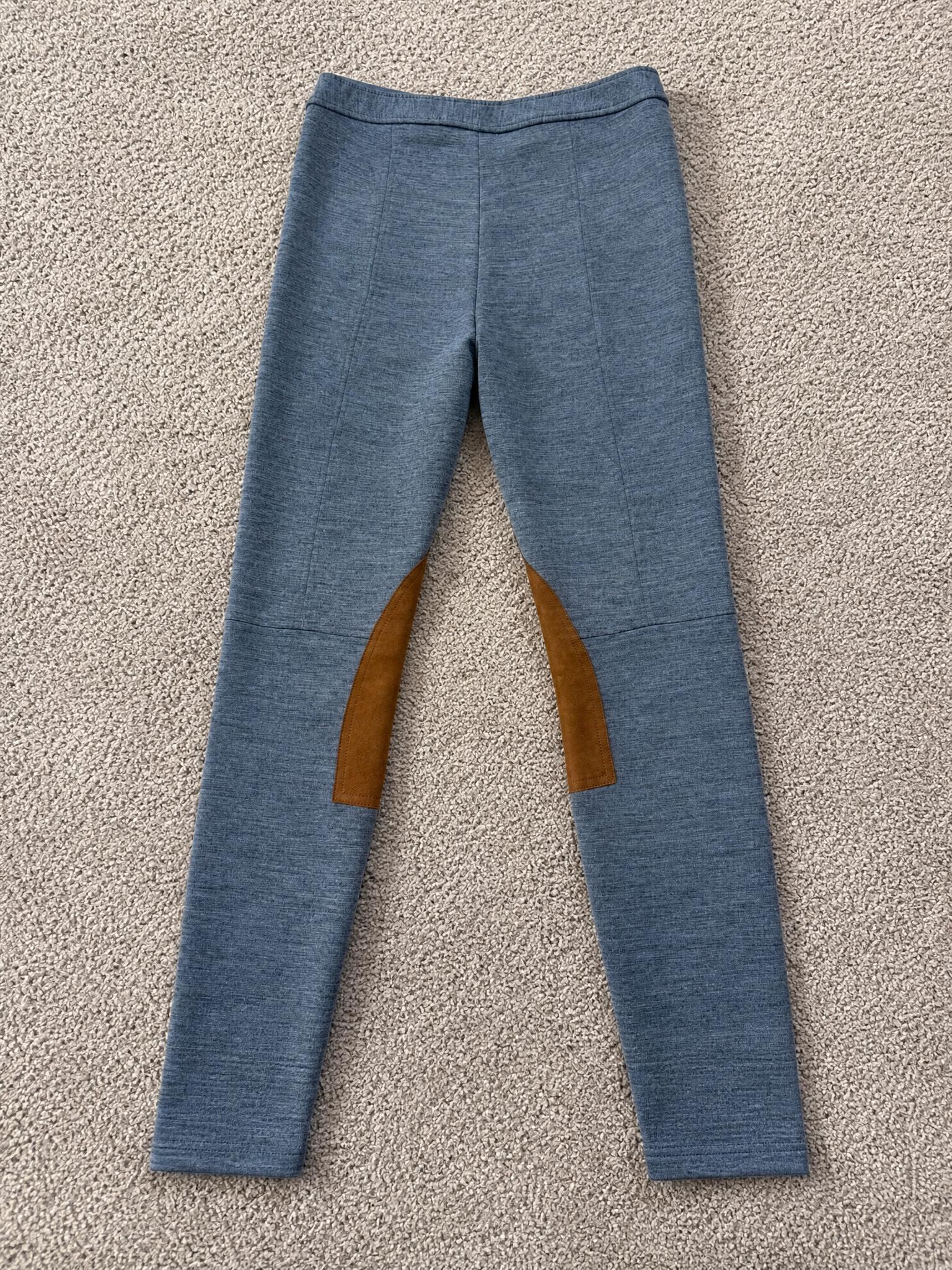 Grey Equestrian Riding Breeches with Brown Knee Patches