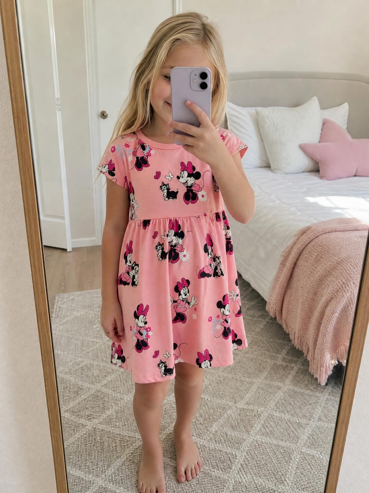 Disney Minnie Mouse Pink Printed Girls' Dress