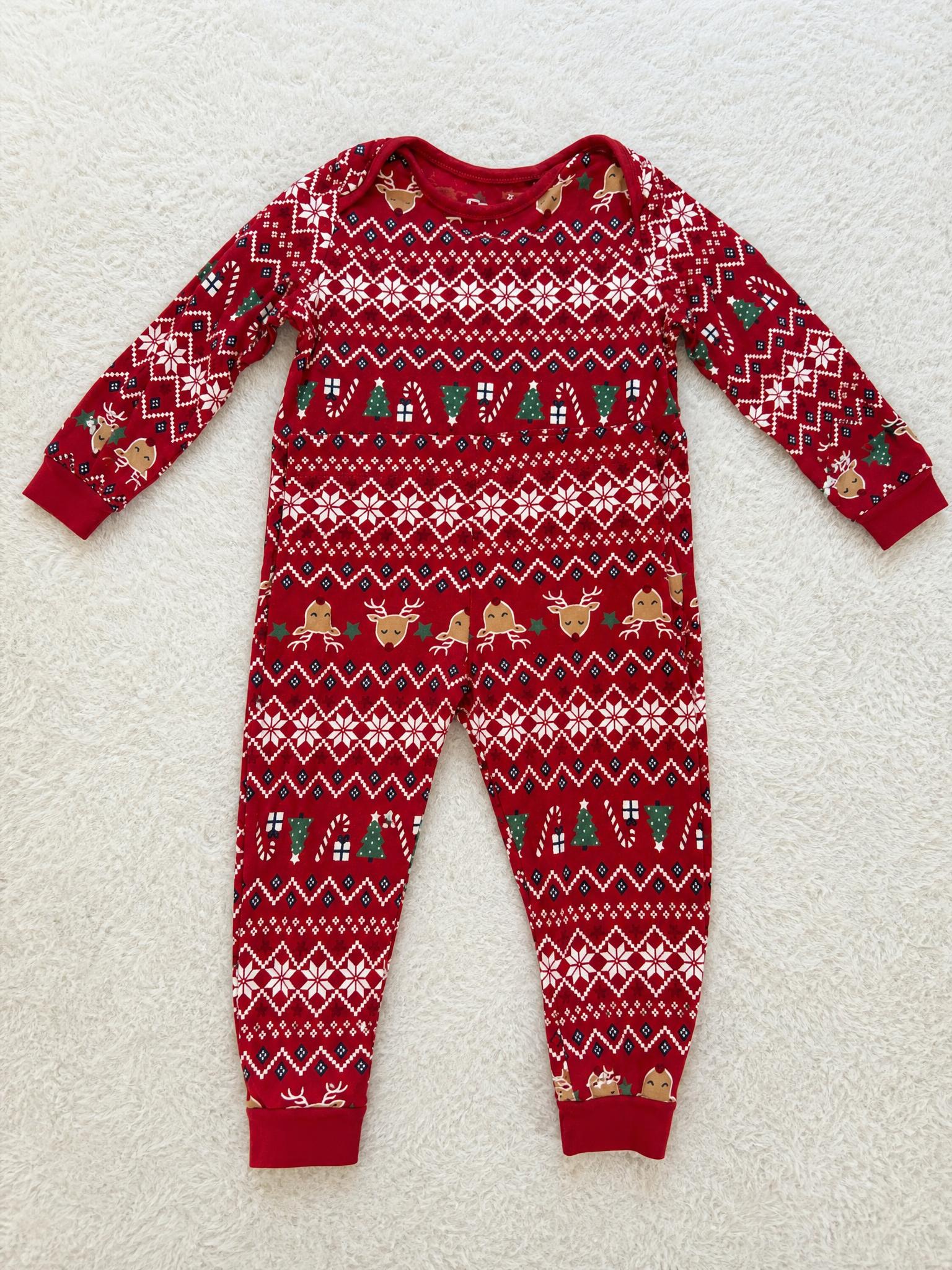 Christmas Kids’ Festive Print One-Piece Romper Pyjamas