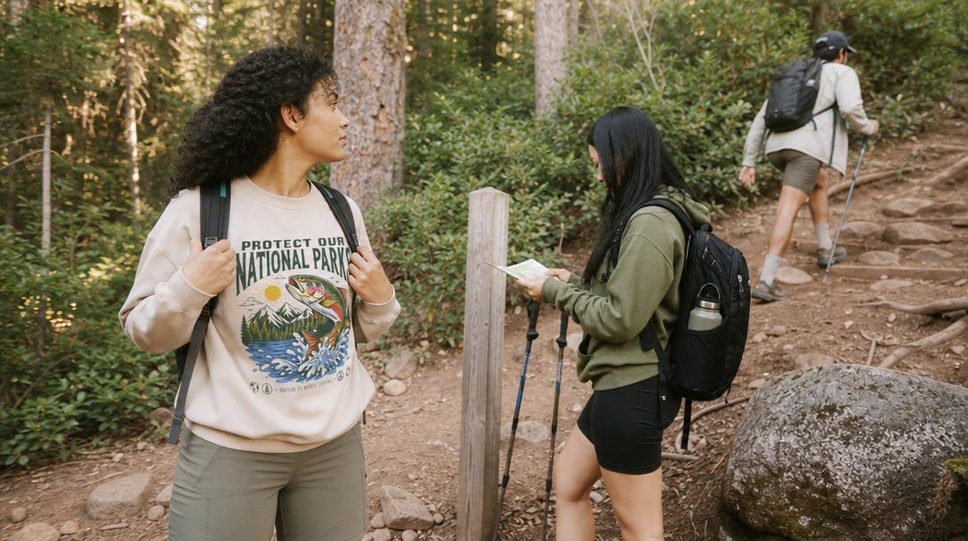 Person hiking energetically on a mountain trail burning calories