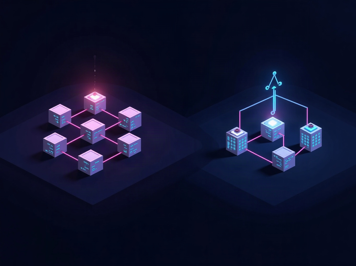 Two network diagrams contrasting ten direct protocol connections with ten connections funnelled through a single shared adapter