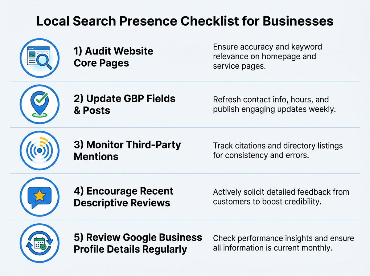 Local entity data quality checklist for local knowledge panel AI Overview accuracy