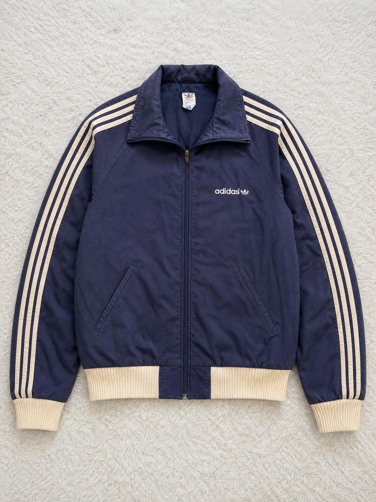 adidas Vintage Navy Track Jacket with Cream 3-Stripes