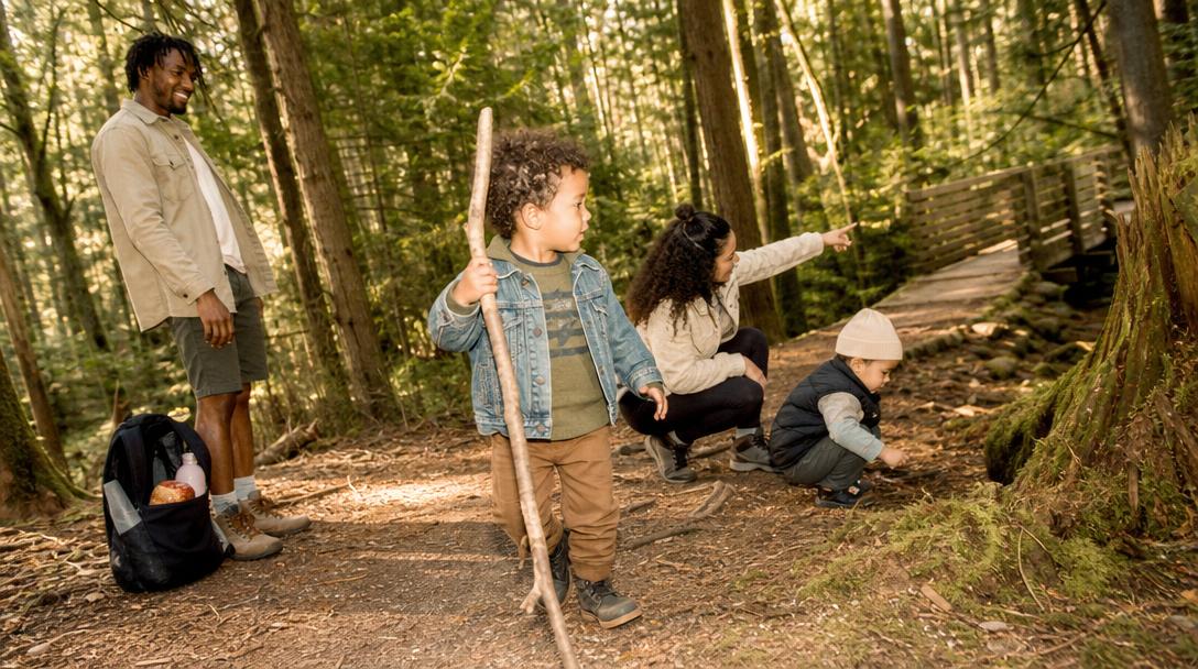 Toddler hiking gear packed in backpack with essentials