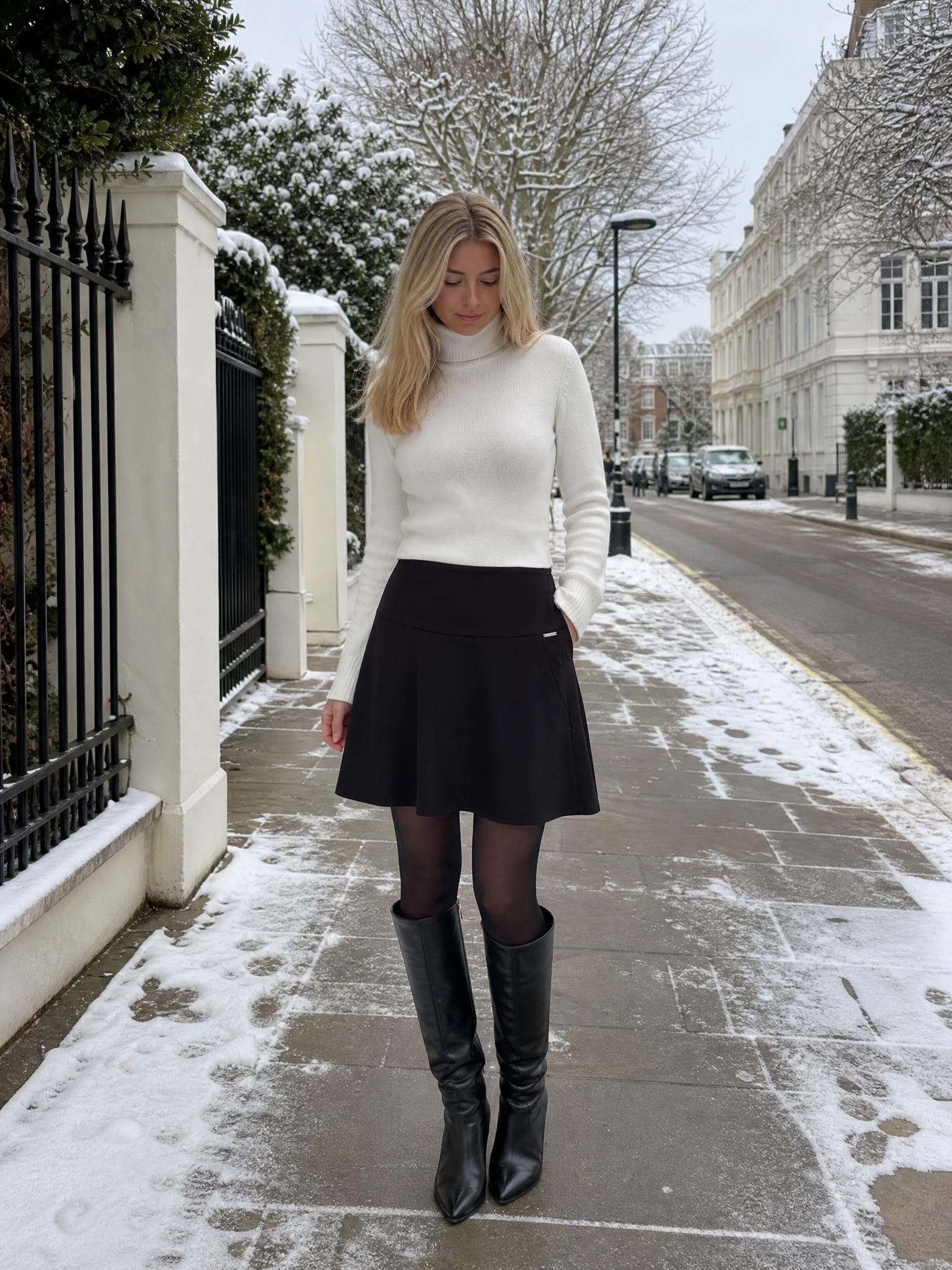 Black A-Line Skirt with Front Pocket Detail – Very Good