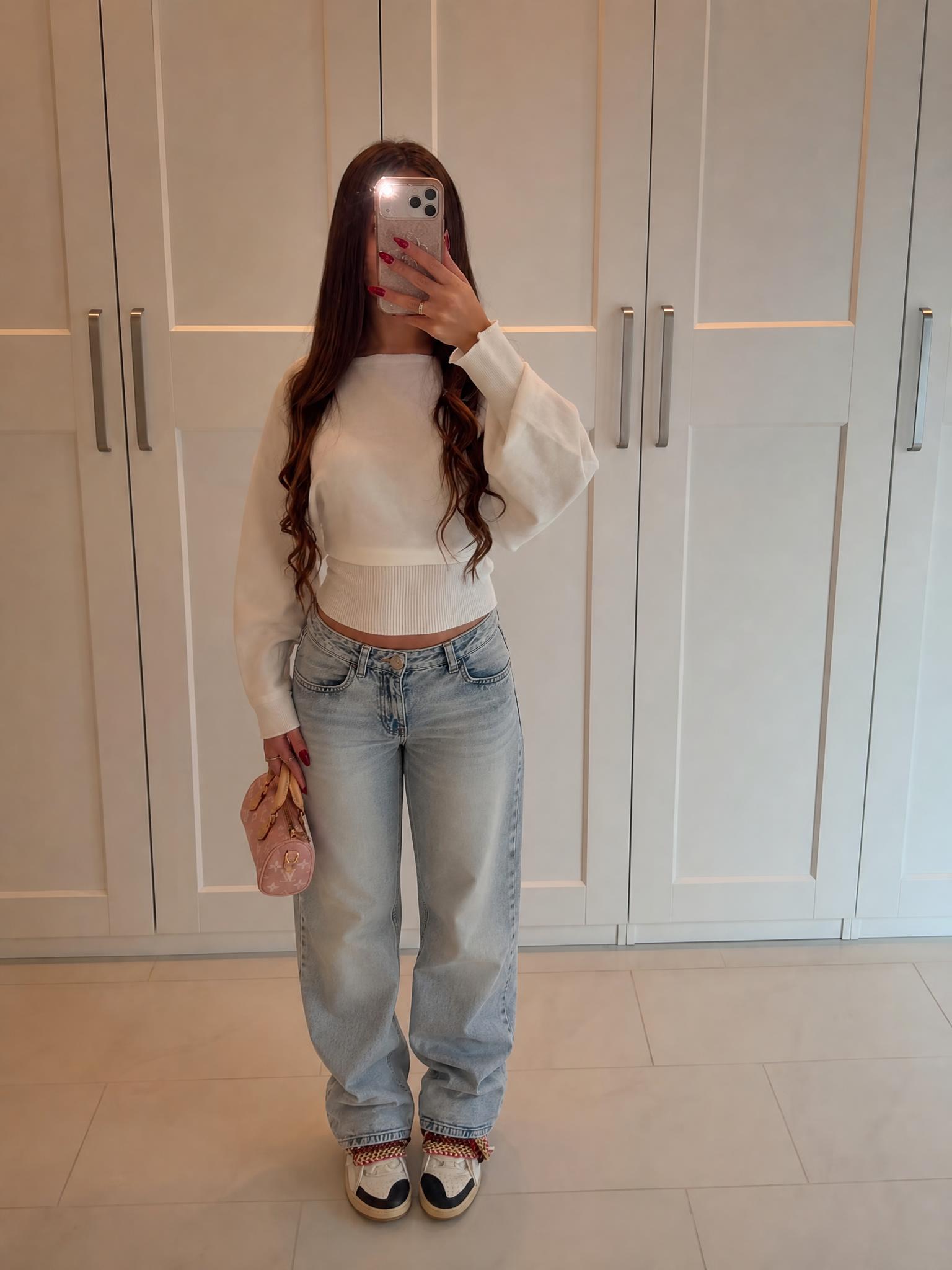 Light Blue Straight Leg Jeans – High Rise Washed Denim
