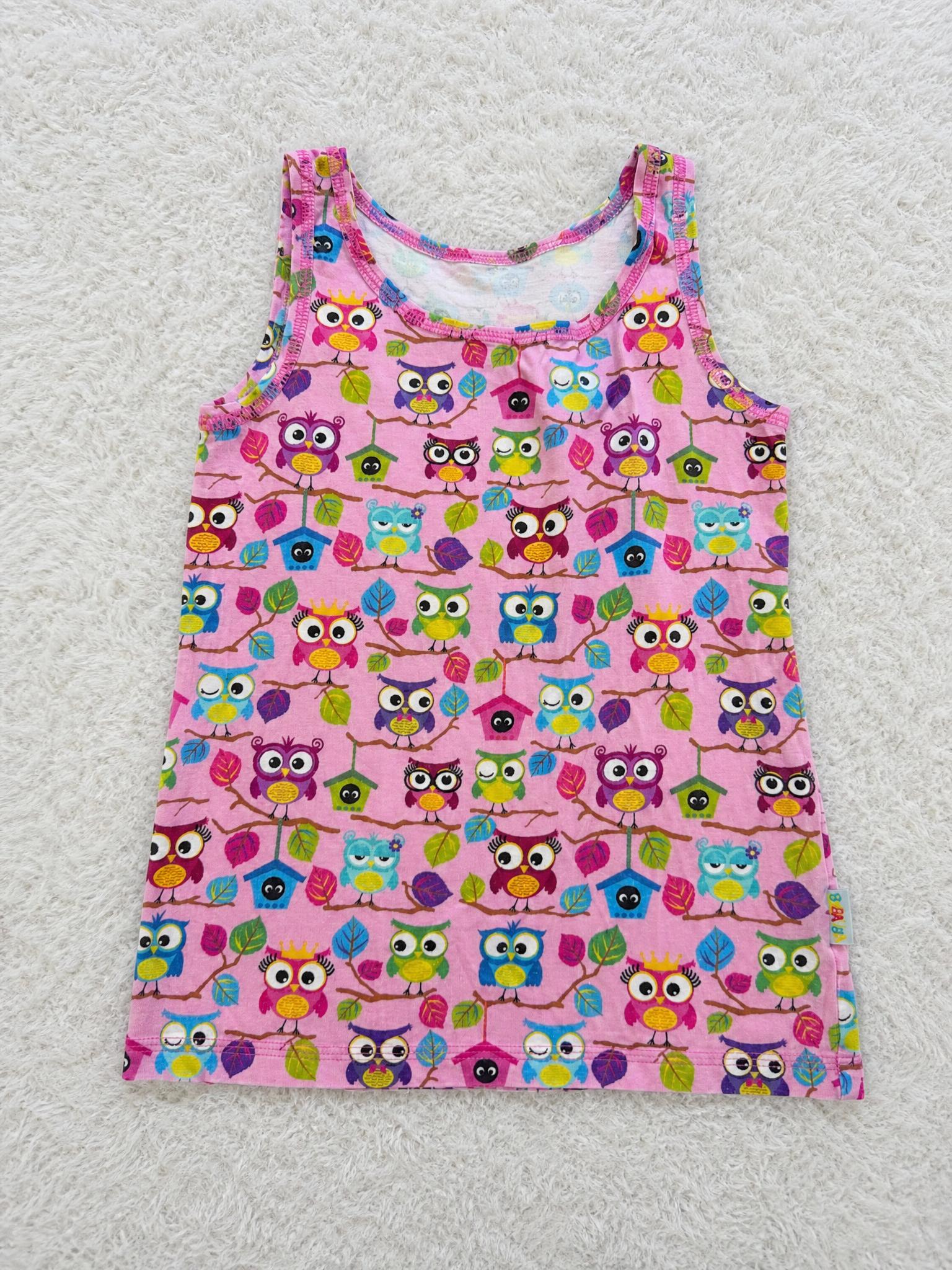 Colourful Owl Print Girls’ Sleeveless Dress – Very Good