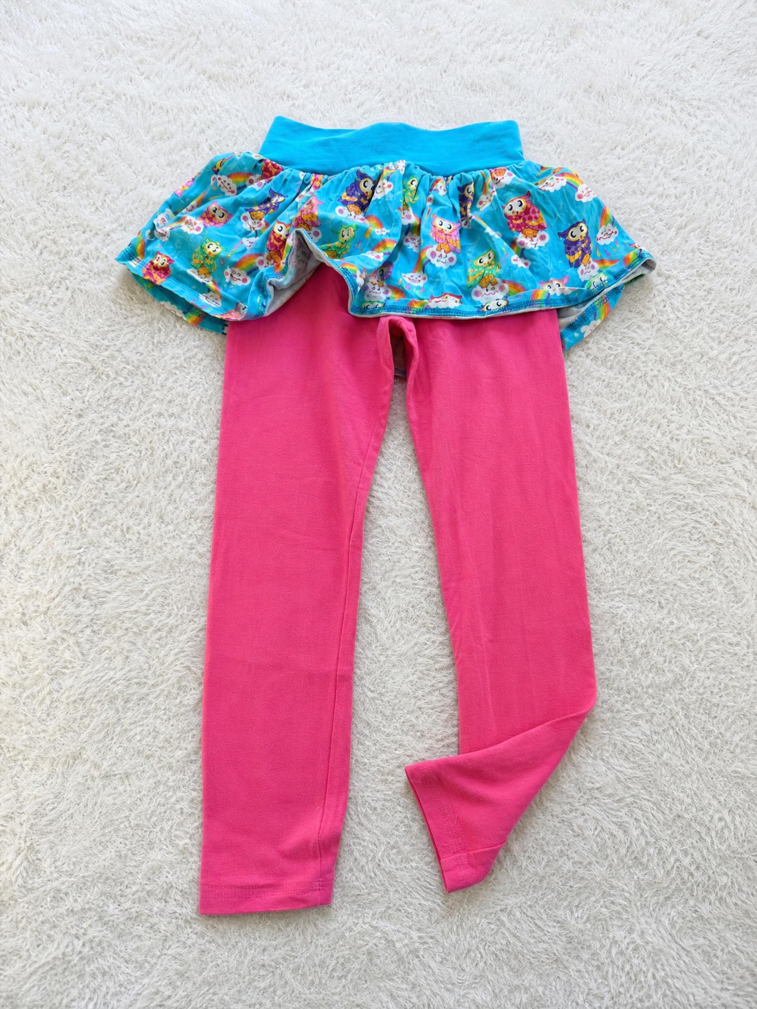 Owl Print Tunic Dress & Pink Leggings Set