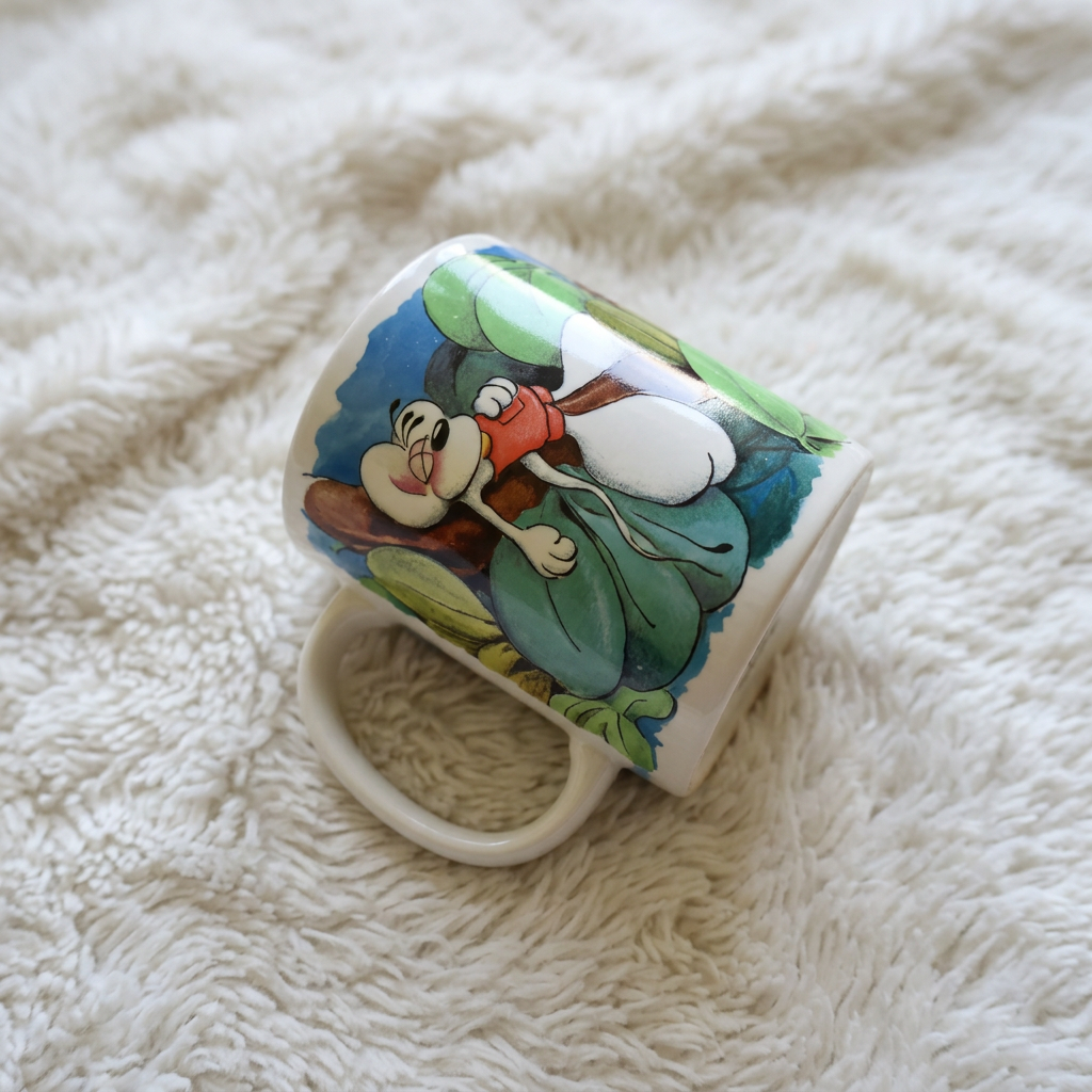 Colourful Cartoon Character Ceramic Mug with Woodland Scene