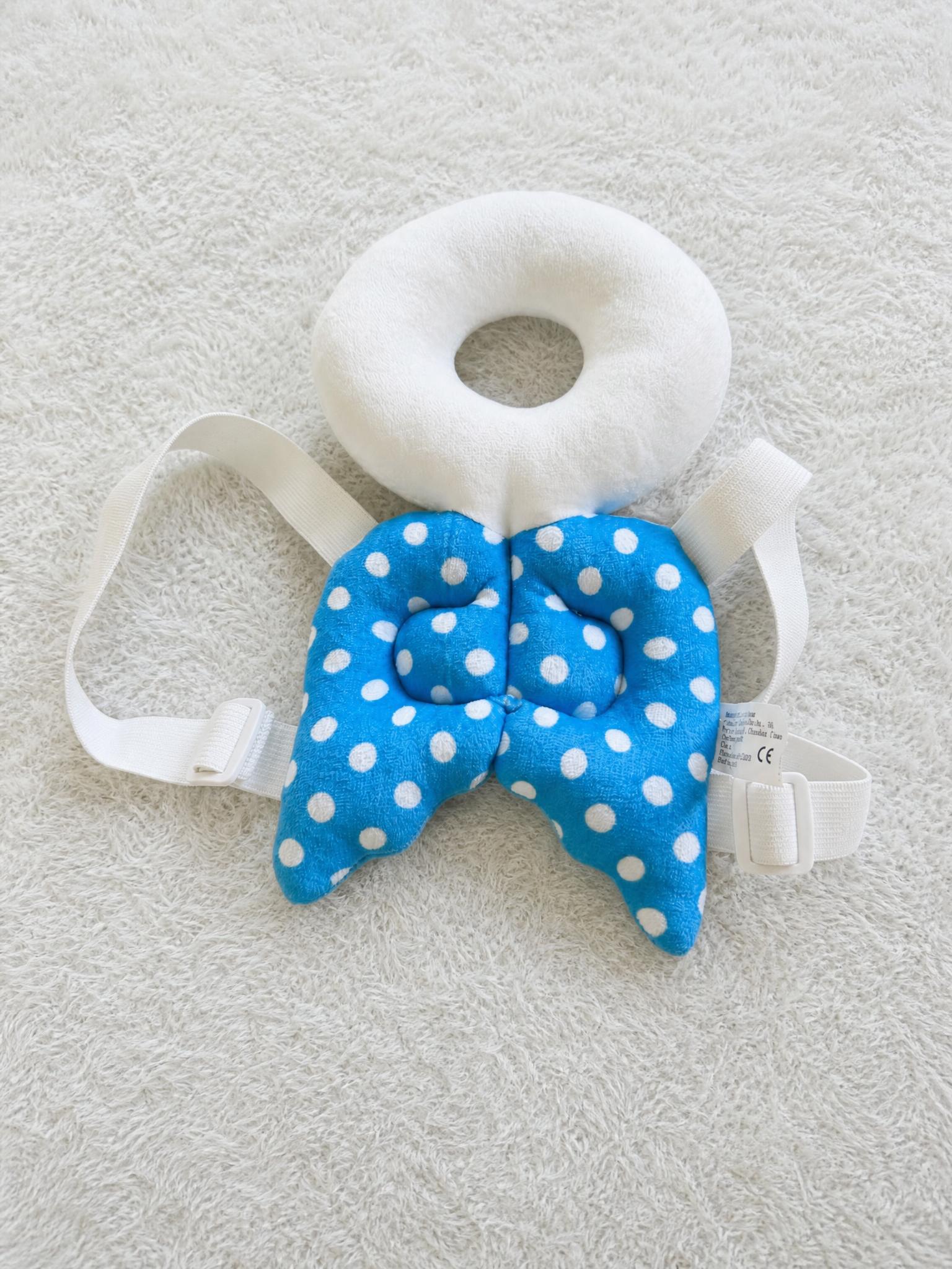 Baby swimming float seat with head support, blue polka dot