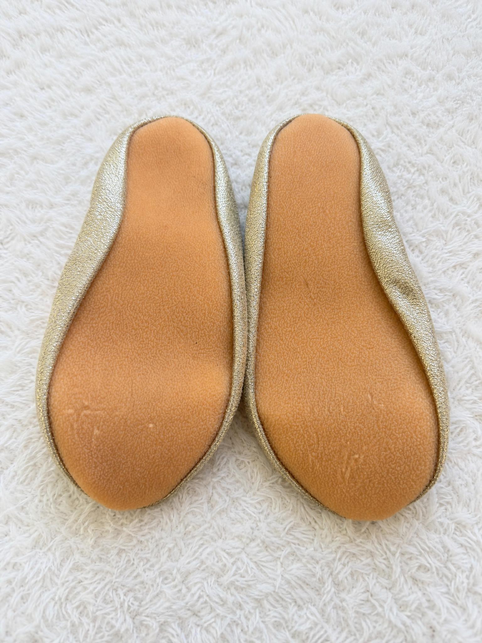 Metallic Gold Ballet Flats – Rounded Toe, Very Good Condition