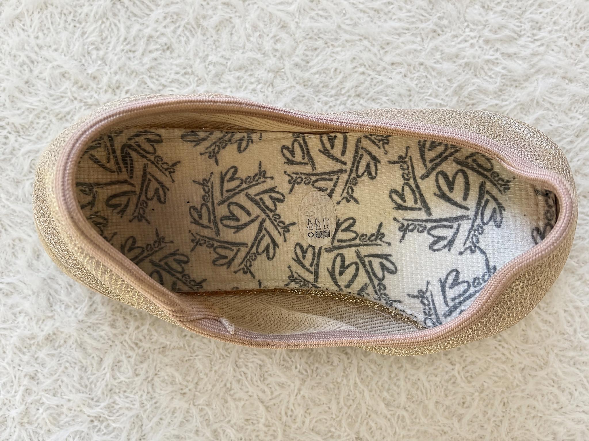 Tan Beige Zipped Pouch with Graffiti Print Lining - Very Good