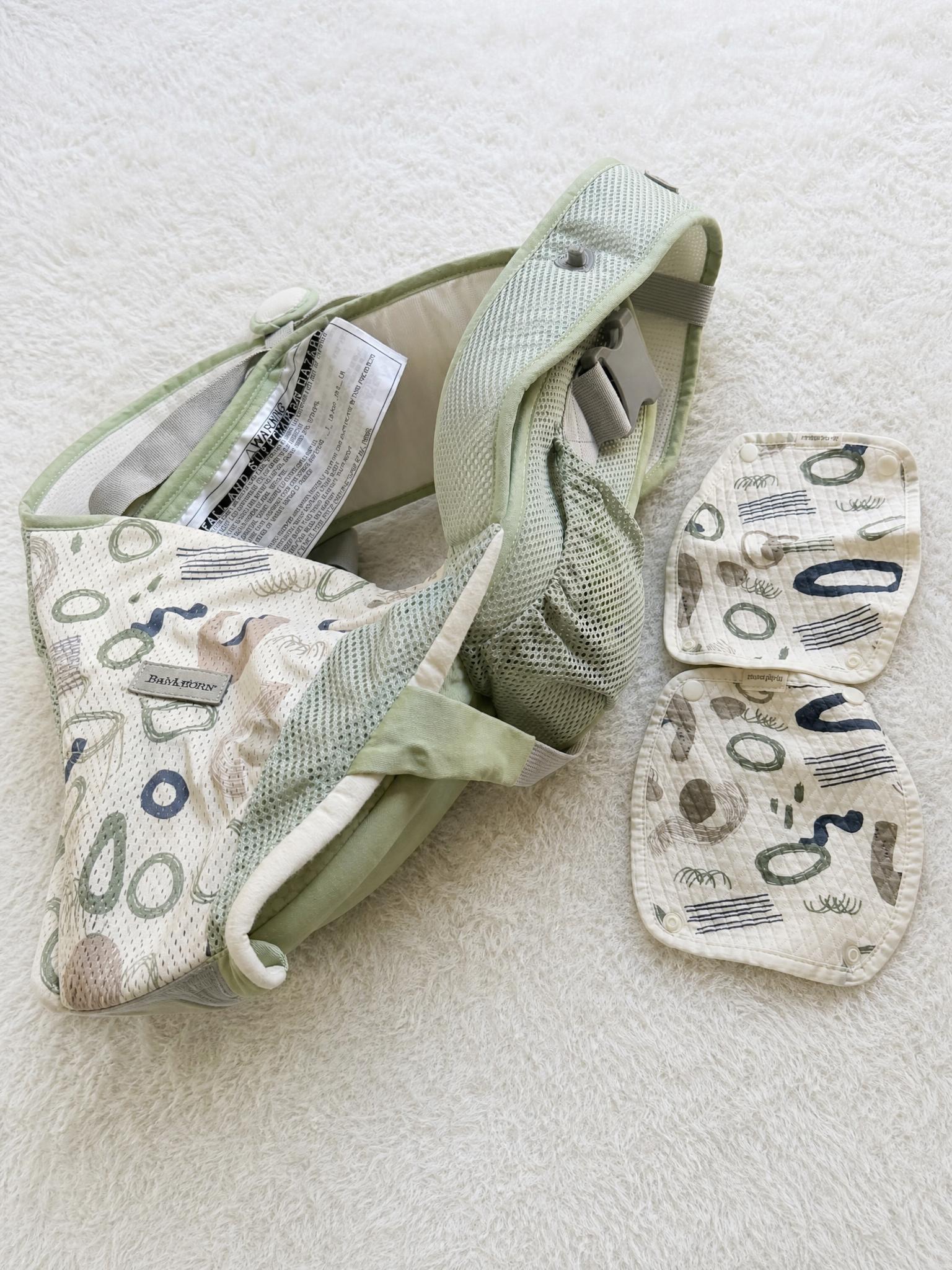 Bebamour Baby Carrier Sage Green Mesh with Padded Accessories