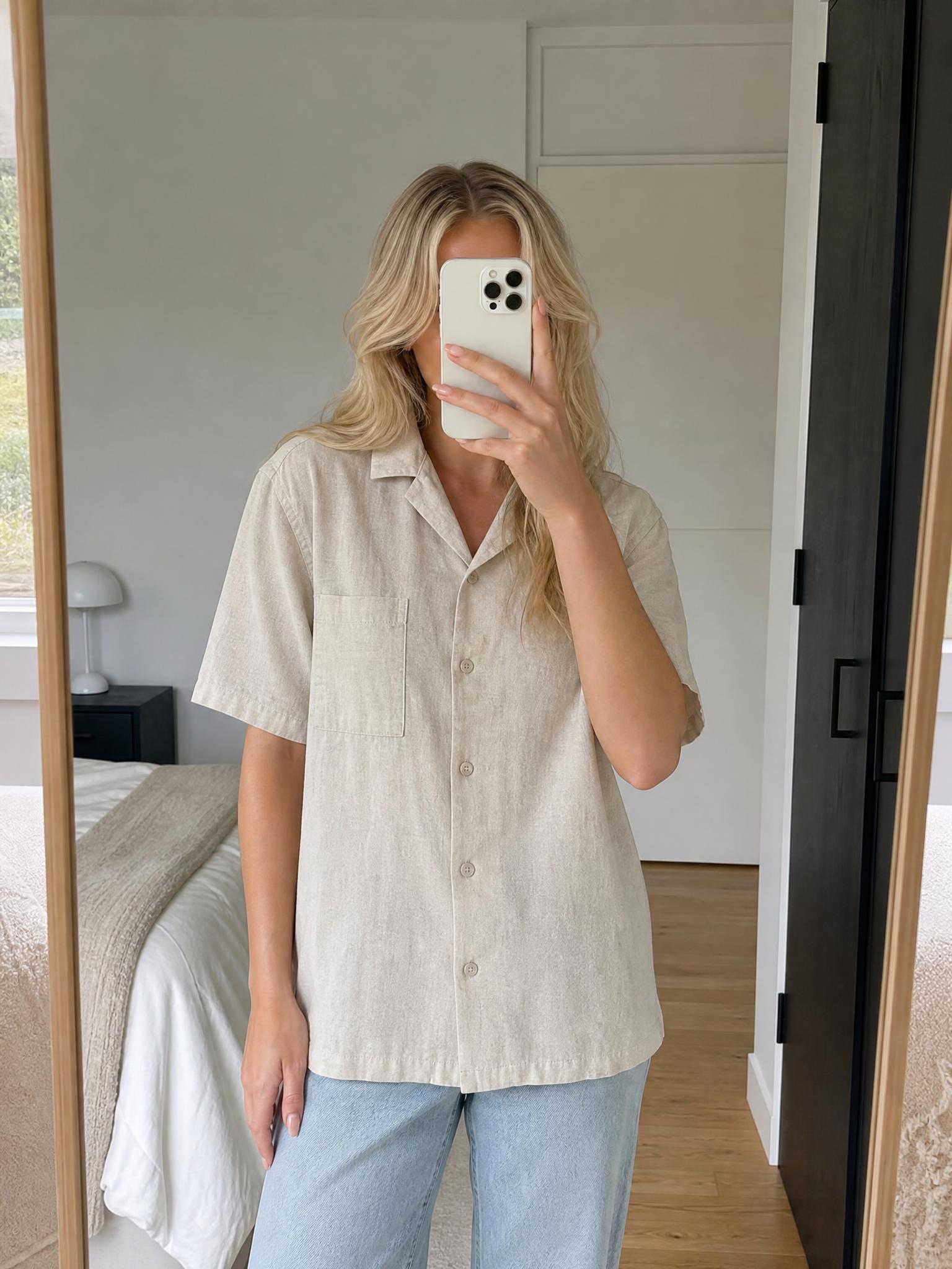 H&M Beige Linen-Look Utility Playsuit Jumpsuit