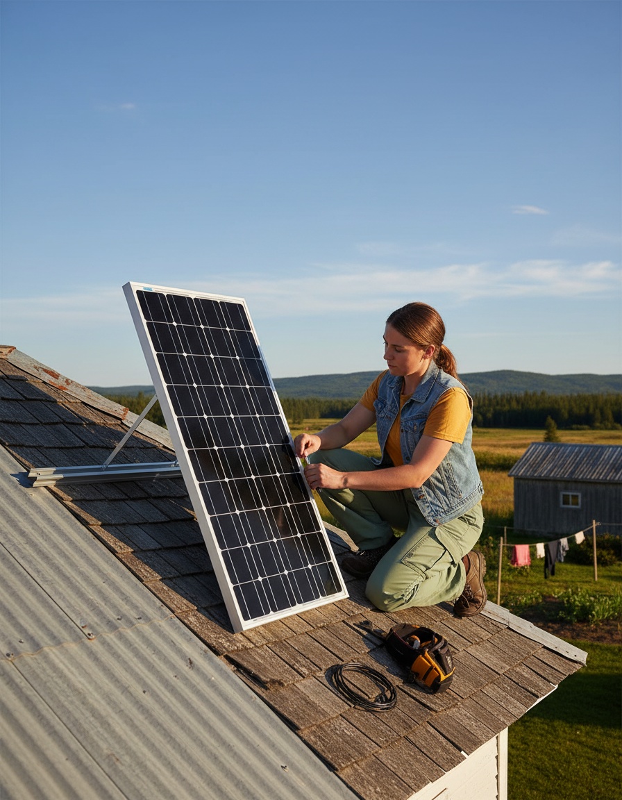 Nuevo panel solar monocristalino de 100W para energía sostenible en viviendas rurales