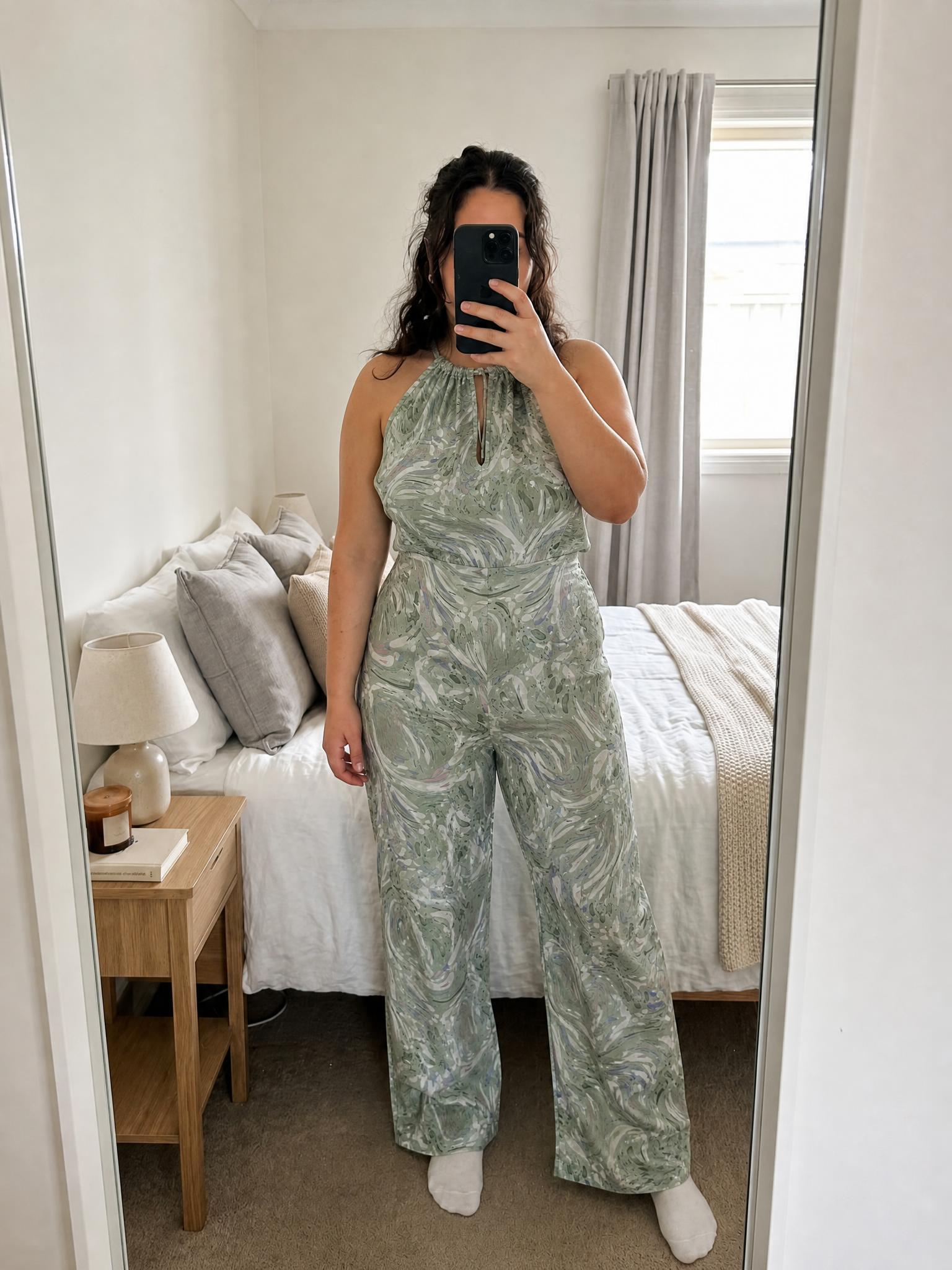 QED LDN Abstract Print Wide-Leg Jumpsuit NWT