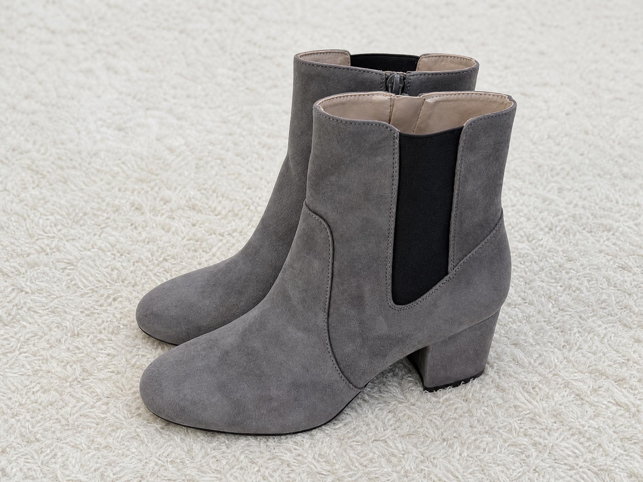 Grey Chelsea Ankle Boots with Block Heel - New