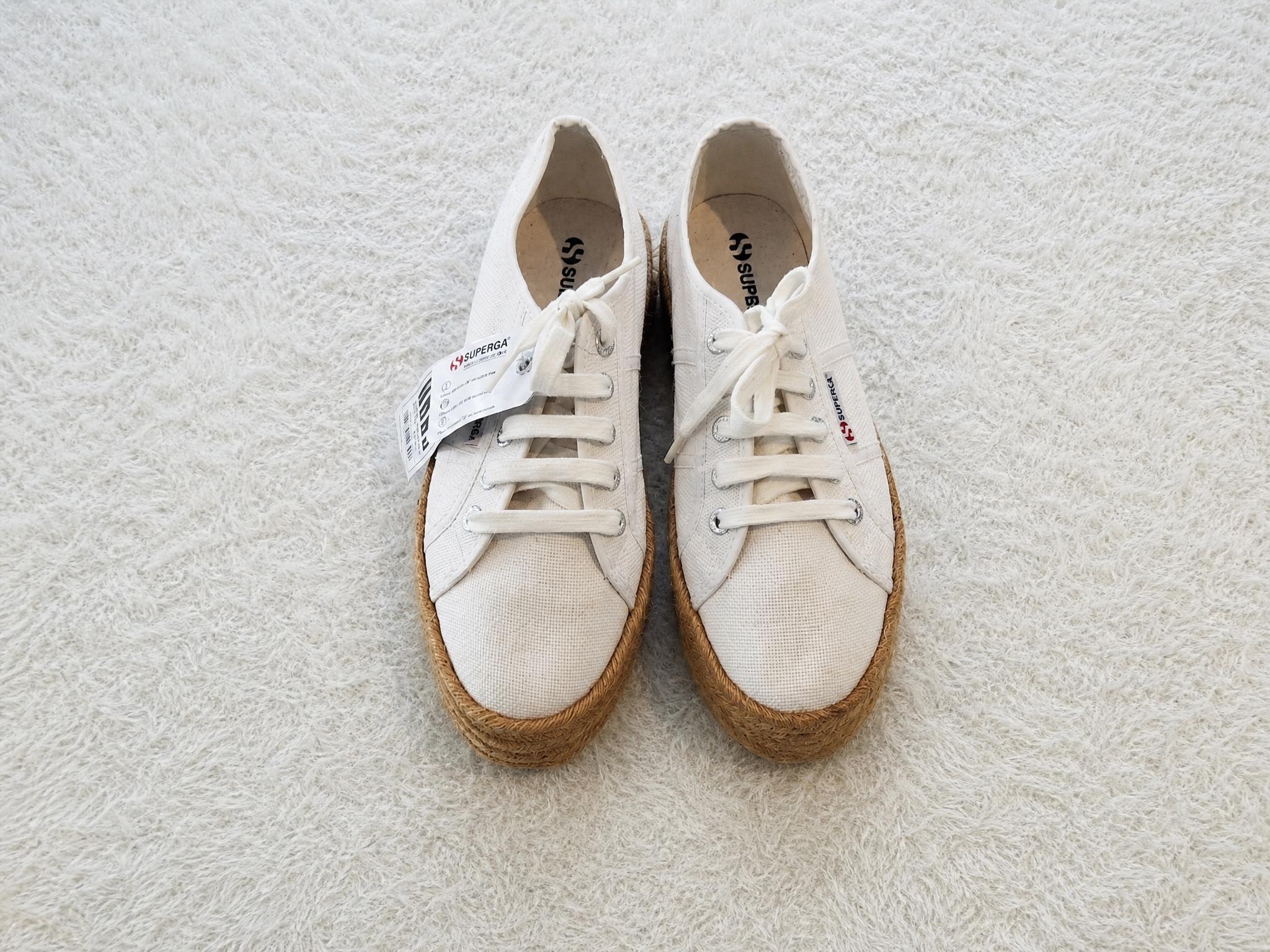 Superga White Canvas Platform Espadrille Trainers New With Tags