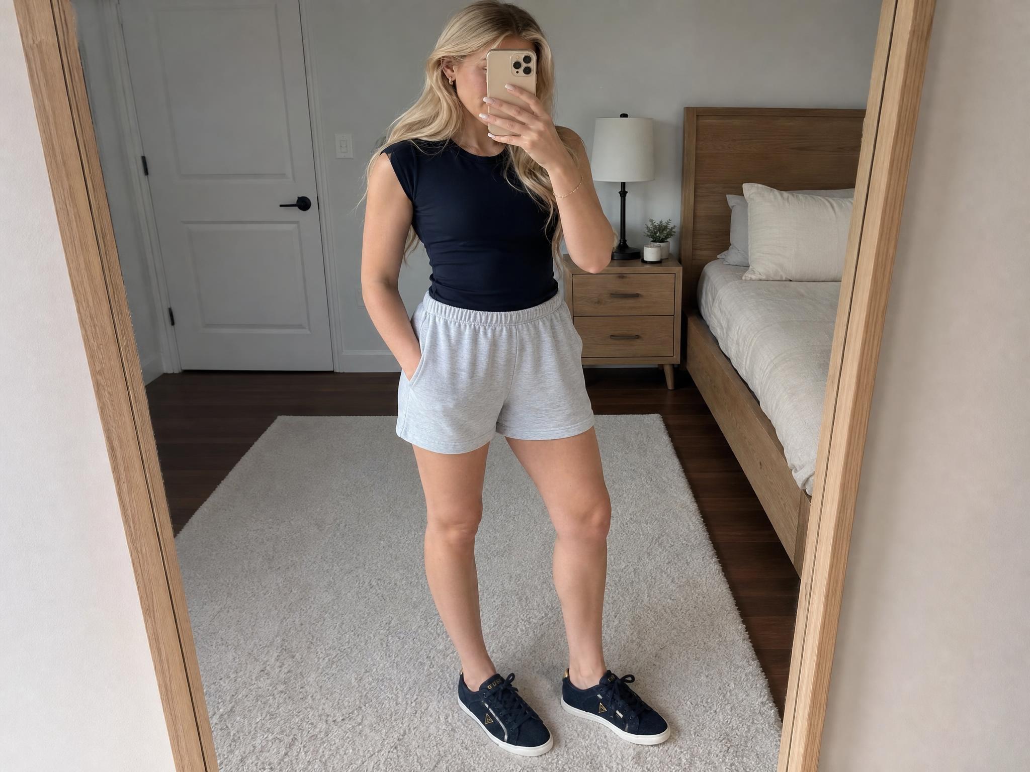Guess black navy trainers with gold accents - very good