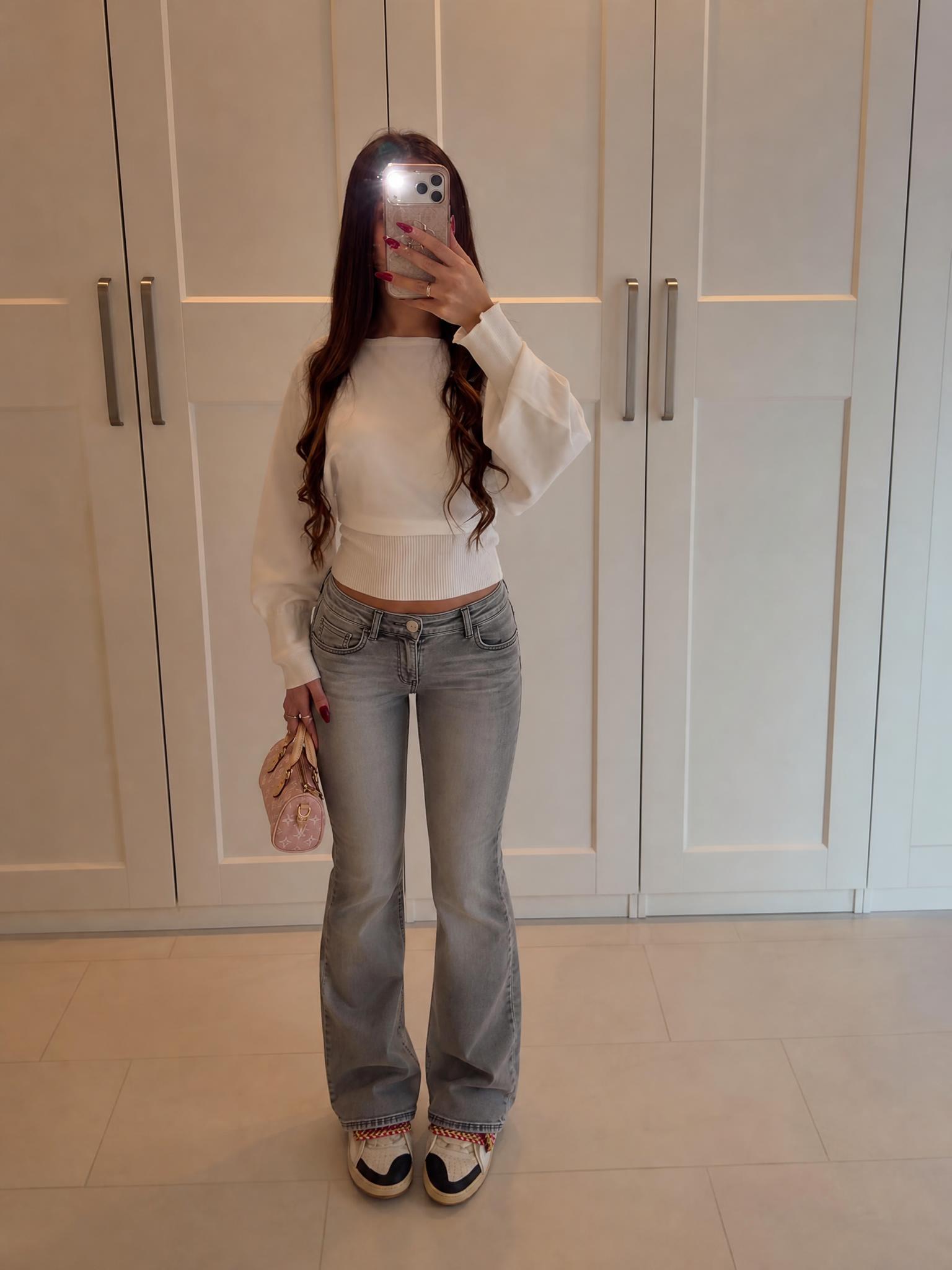 Charcoal Grey Washed Wide Leg Jeans