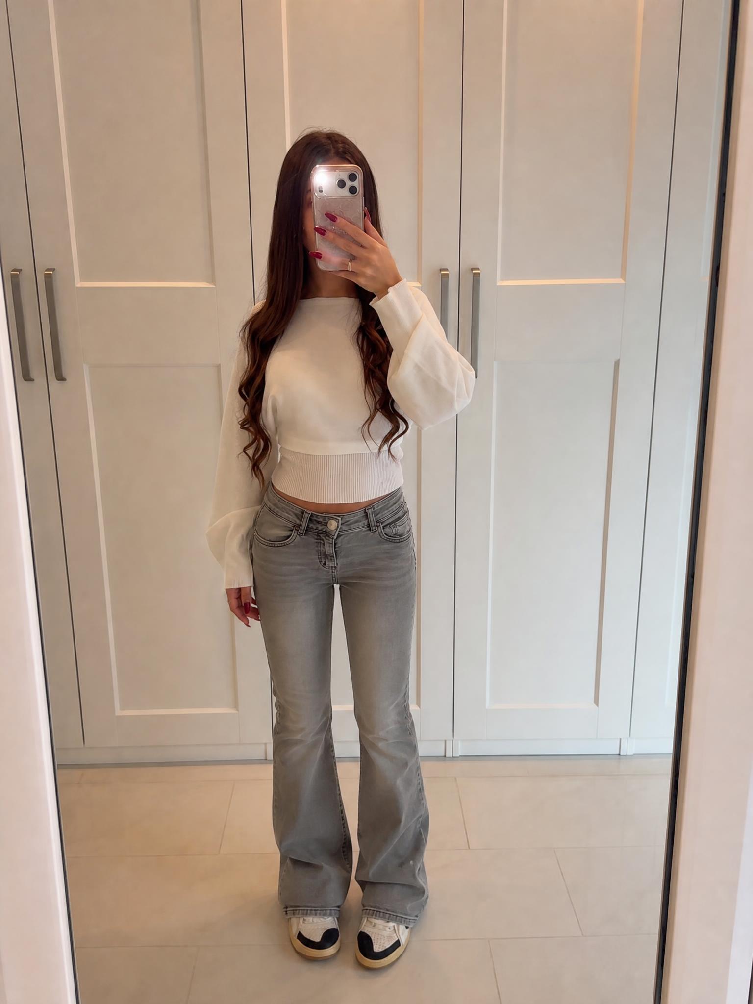 Charcoal Grey Bootcut Jeans – Washed Denim, Very Good Condition