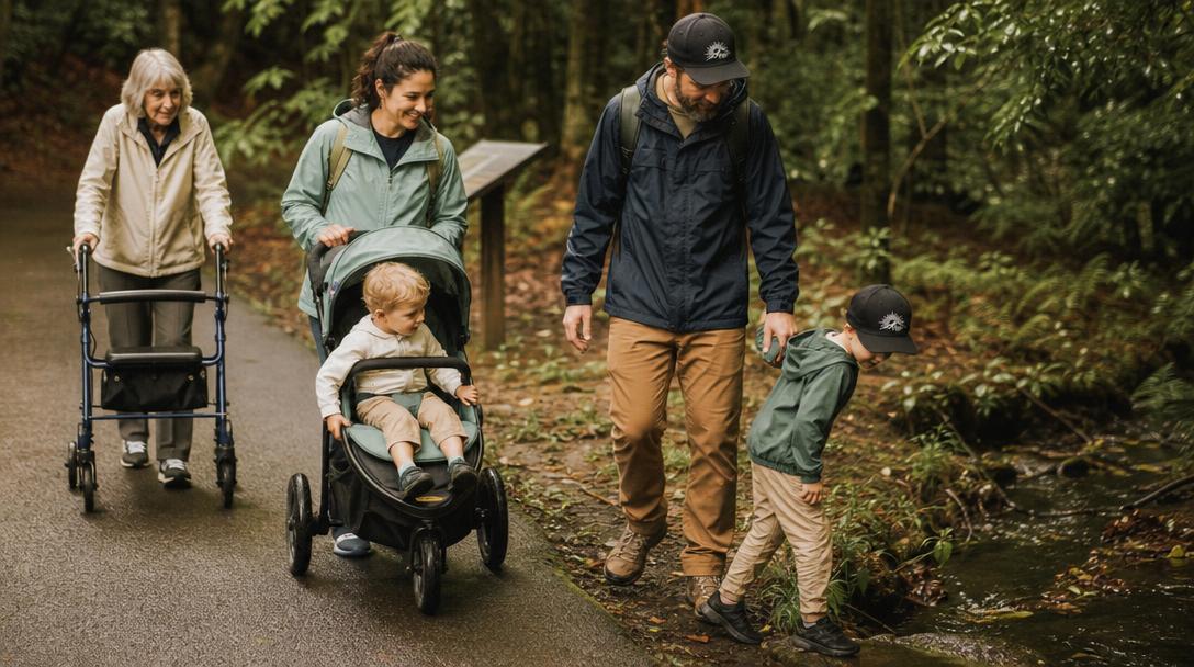Stroller friendly family hiking trail in Great Smoky Mountains