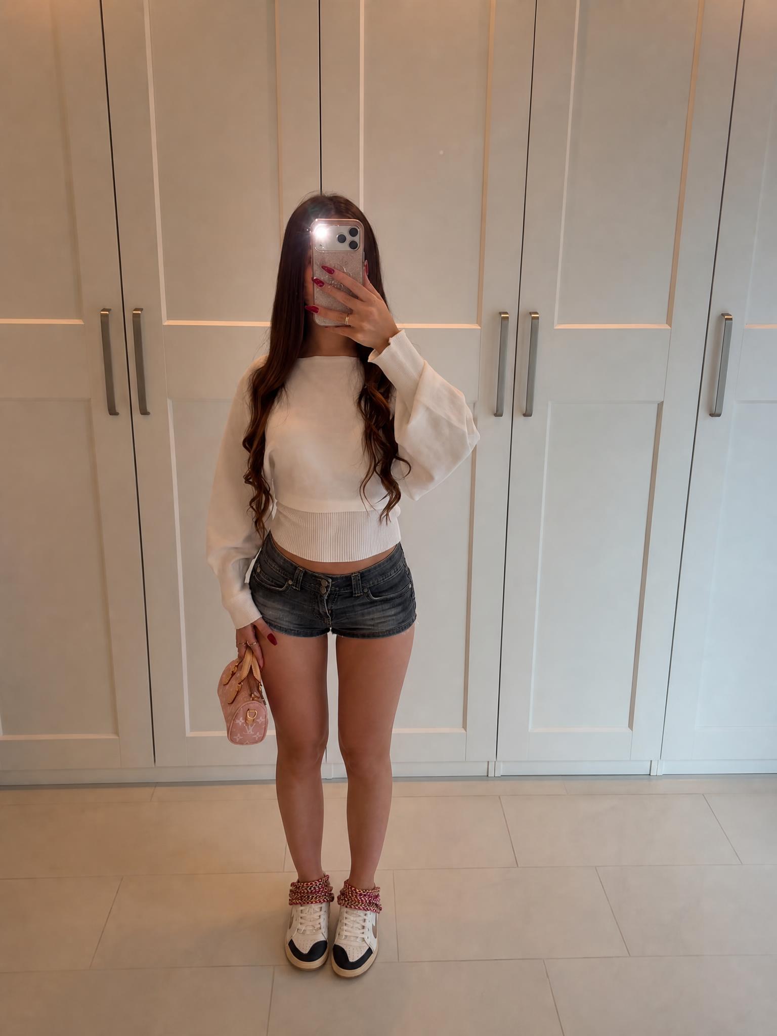 Dark Grey Denim Shorts with Contrast Stitching