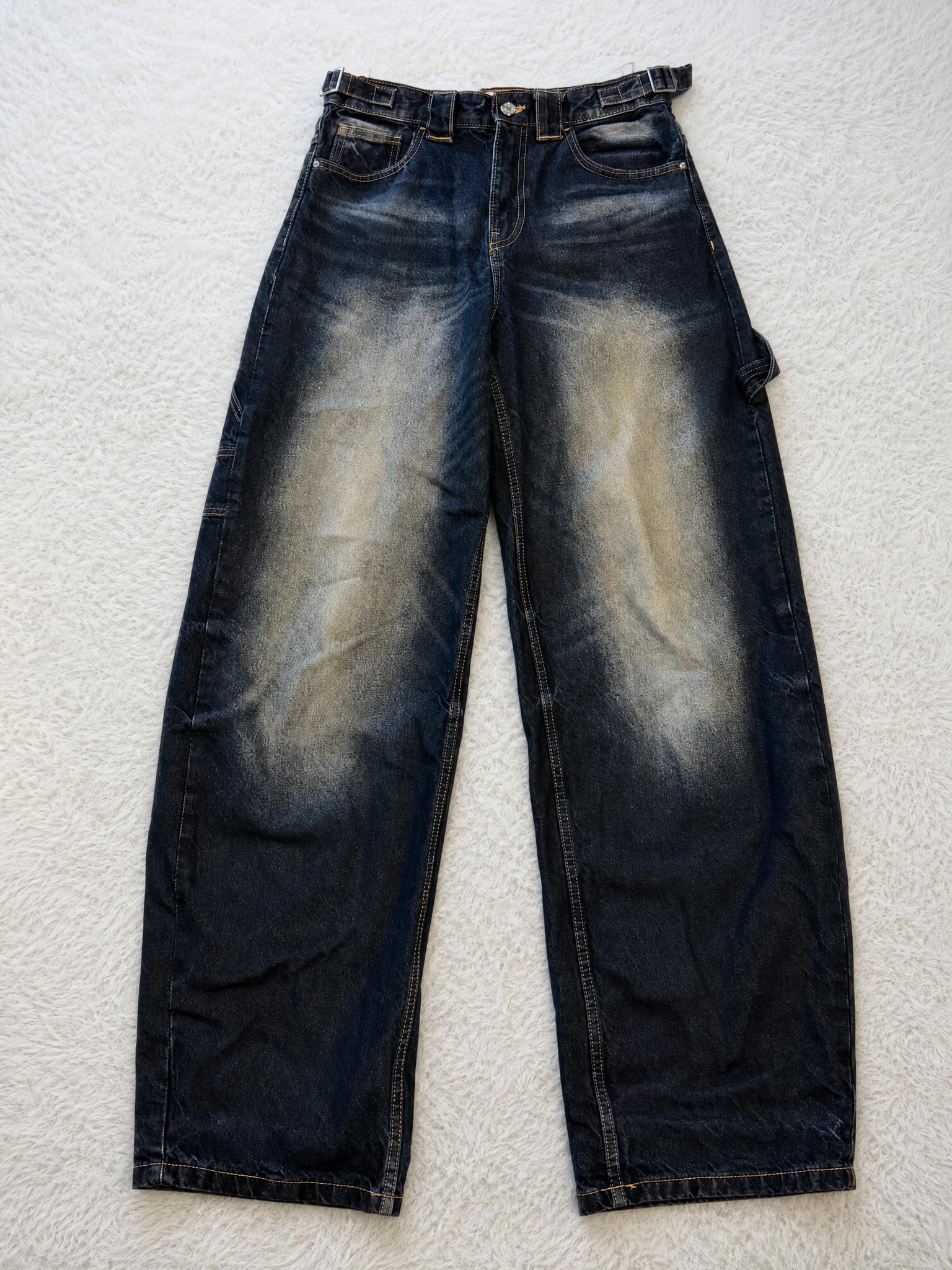 Dark Wash Carpenter Jeans with Utility Pockets – Relaxed Fit